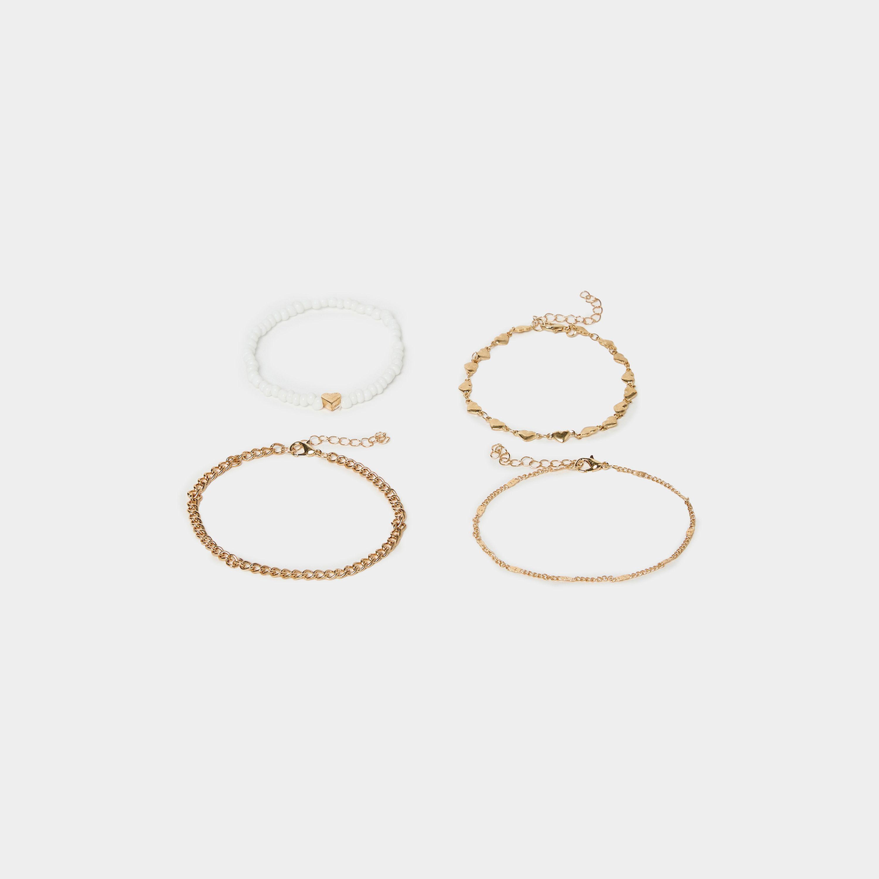 Styli Set Of 4 - Heart Accent Chain Anklets-women-watchesandjewellery-jewellery-anklets-image-2