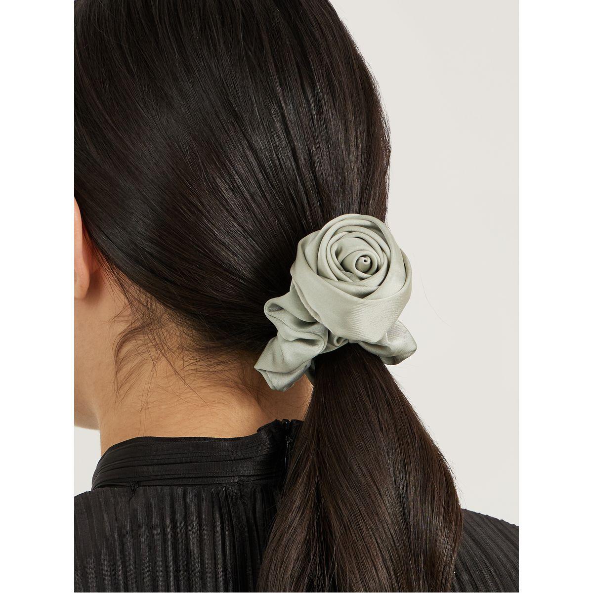Set of 2 - Solid Scrunchie with Flower Detail-women-hairaccessories-bands-image-2