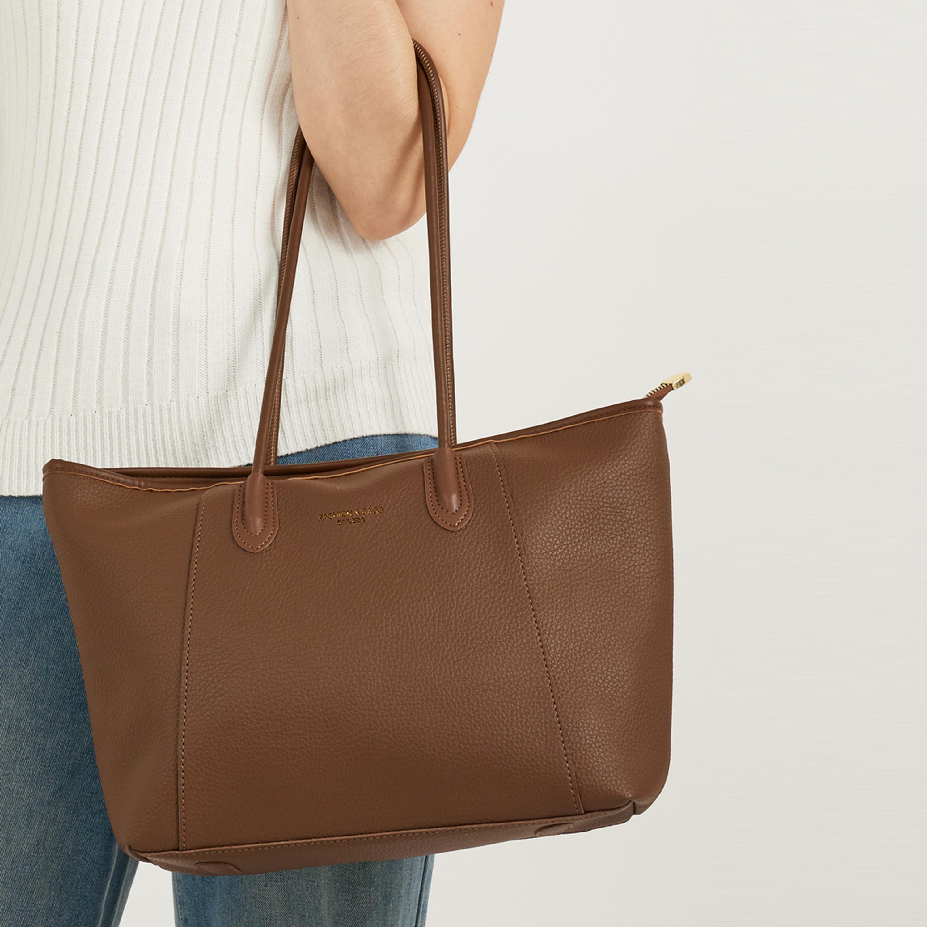 Styli Textured Shoulder Bag With Zip Closure-women-bagsandwallets-handbags-image-3