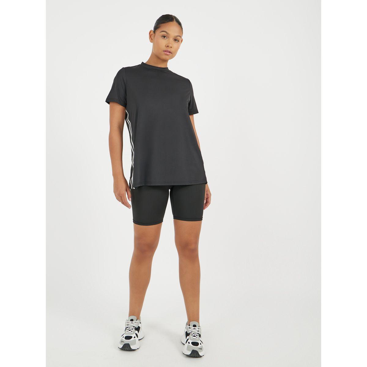 Stripe Detail Back Mesh Hem Short Sleeve Top-women-clothing-sportswearandactivewear-tshirtsandvests-image-2