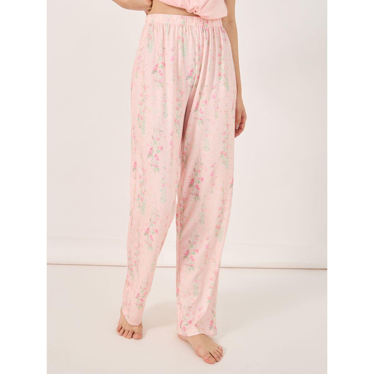 طقم من بنطال بيجاما مع تيشيرت بربطة امامية-women-clothing-nightwear-pyjamas-longsets-image-5