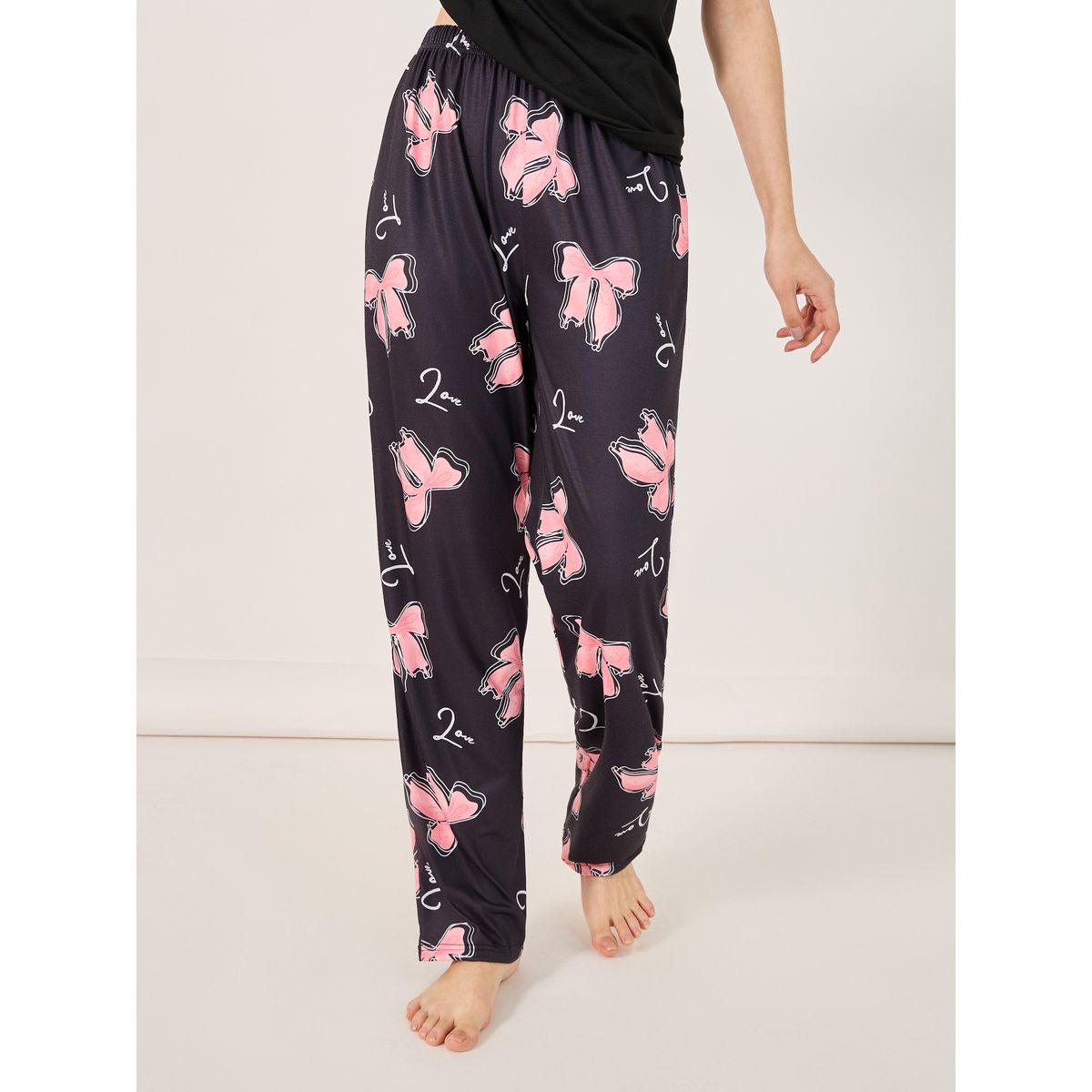 Bow Graphic Print T-Shirt and Pyjama Set-women-clothing-nightwear-pyjamas-longsets-image-5