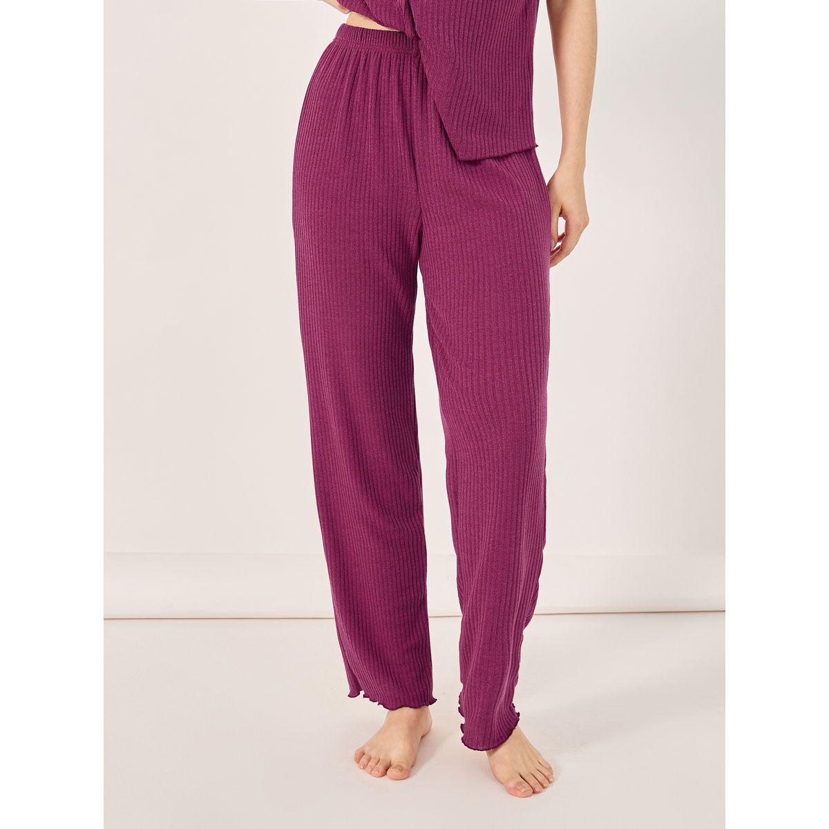 Brushed Rib Lettuce Edge Shirt and Pyjama Set-women-clothing-nightwear-pyjamas-longsets-image-5