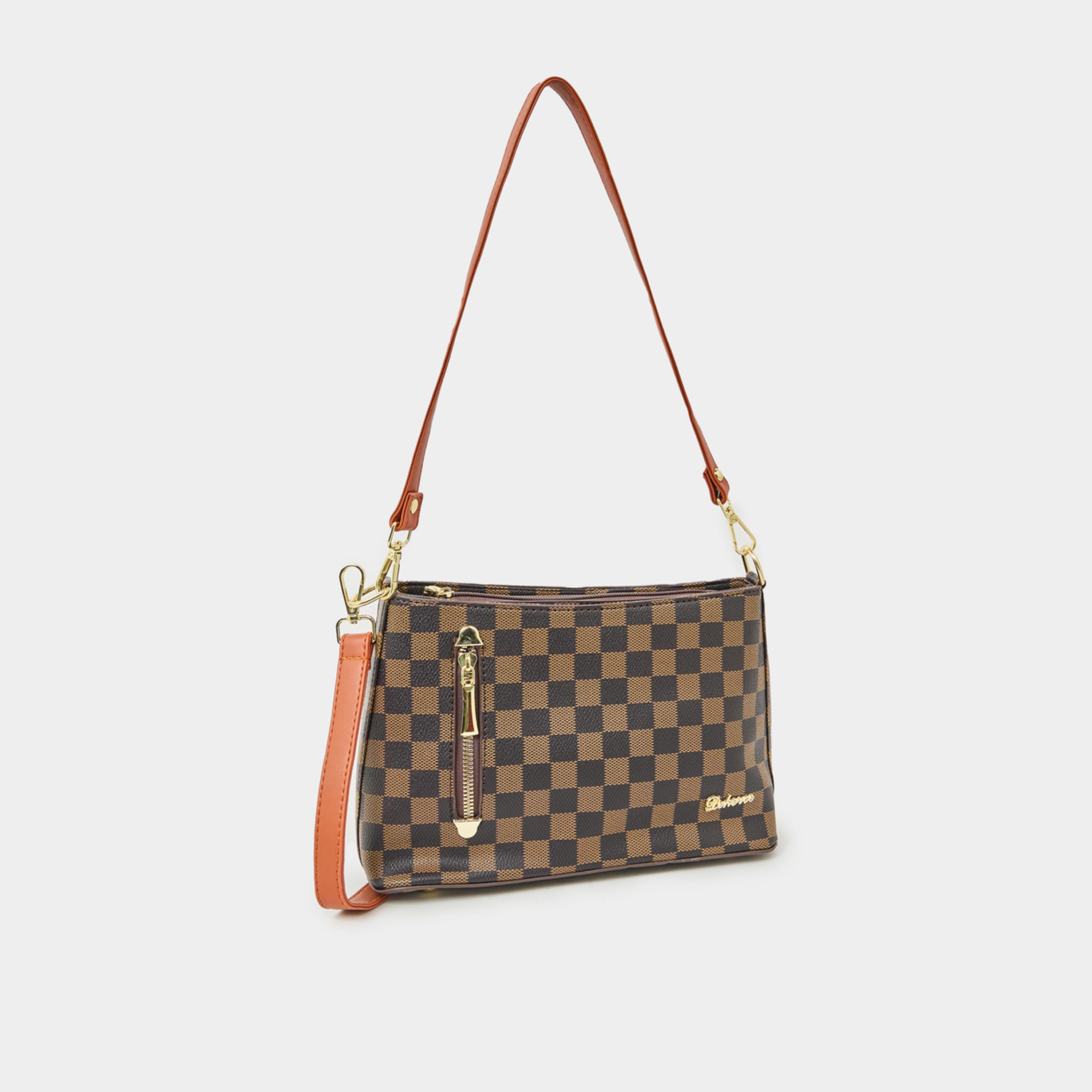 Styli Check Print Shoulder Bag With Zip Pocket-women-bagsandwallets-handbags-image-1