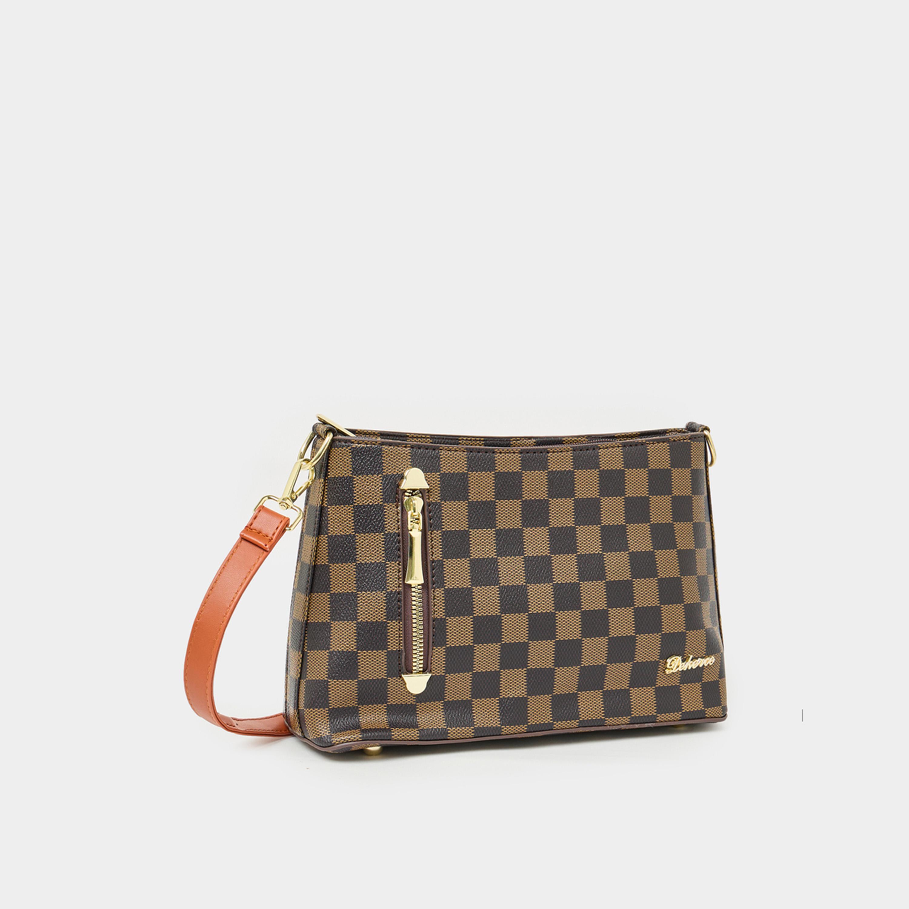 Styli Check Print Shoulder Bag With Zip Pocket-women-bagsandwallets-handbags-image-4