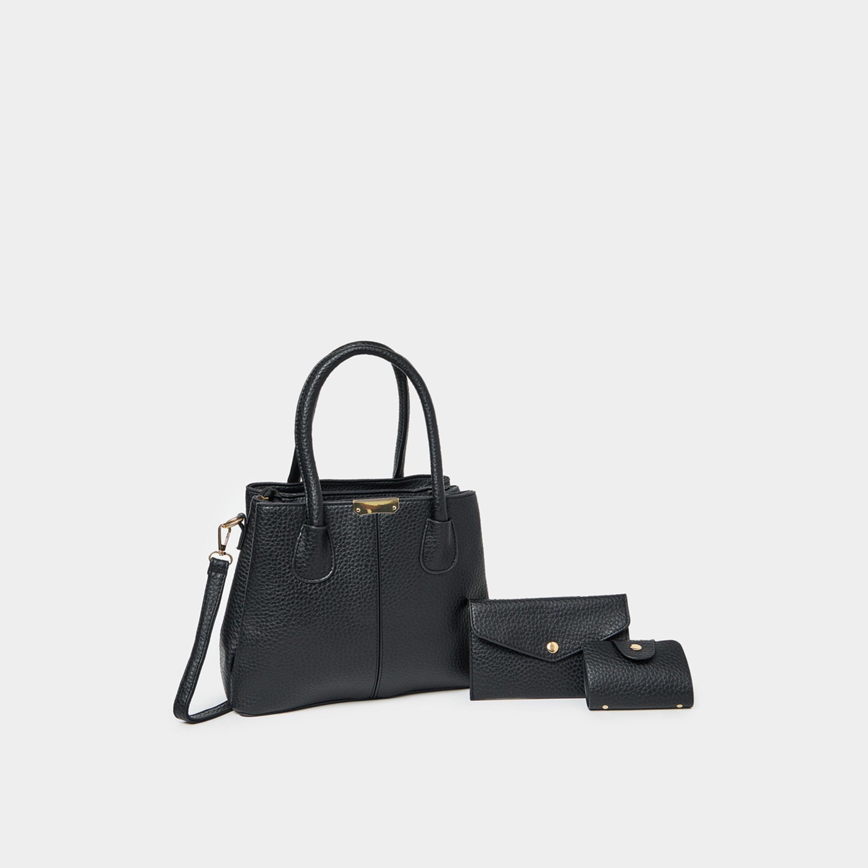 Styli Pebble Textured Handbag With Purse Set-women-bagsandwallets-handbags-image-1