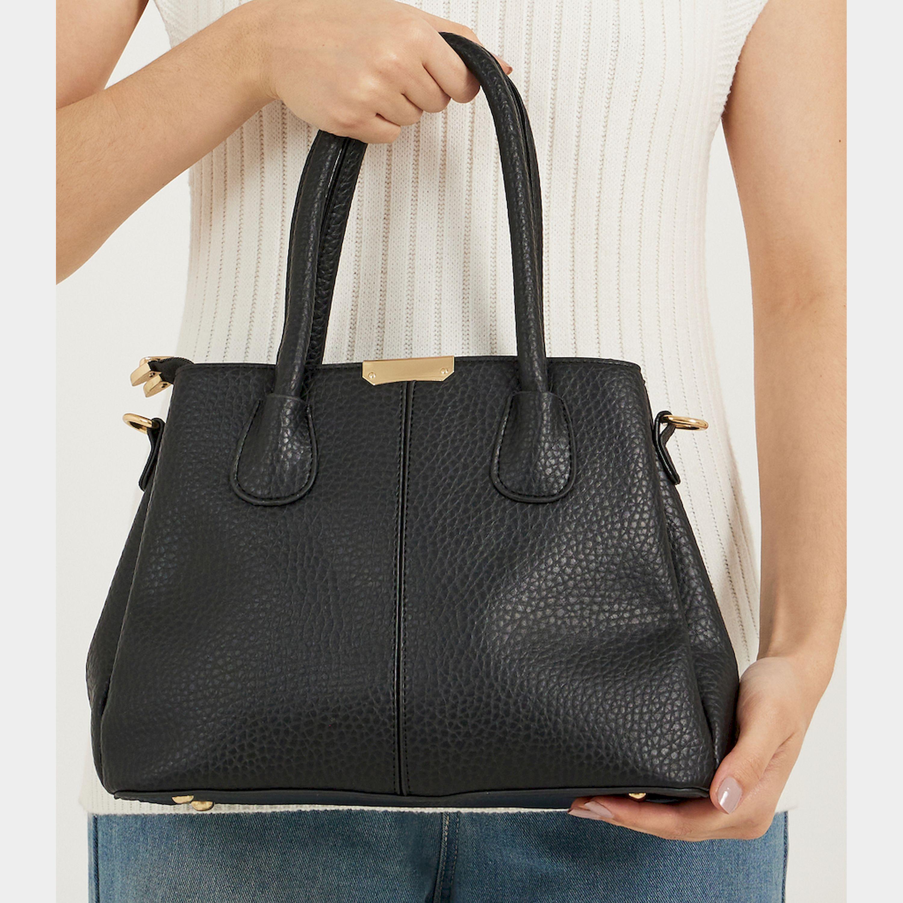 Styli Pebble Textured Handbag With Purse Set-women-bagsandwallets-handbags-image-3