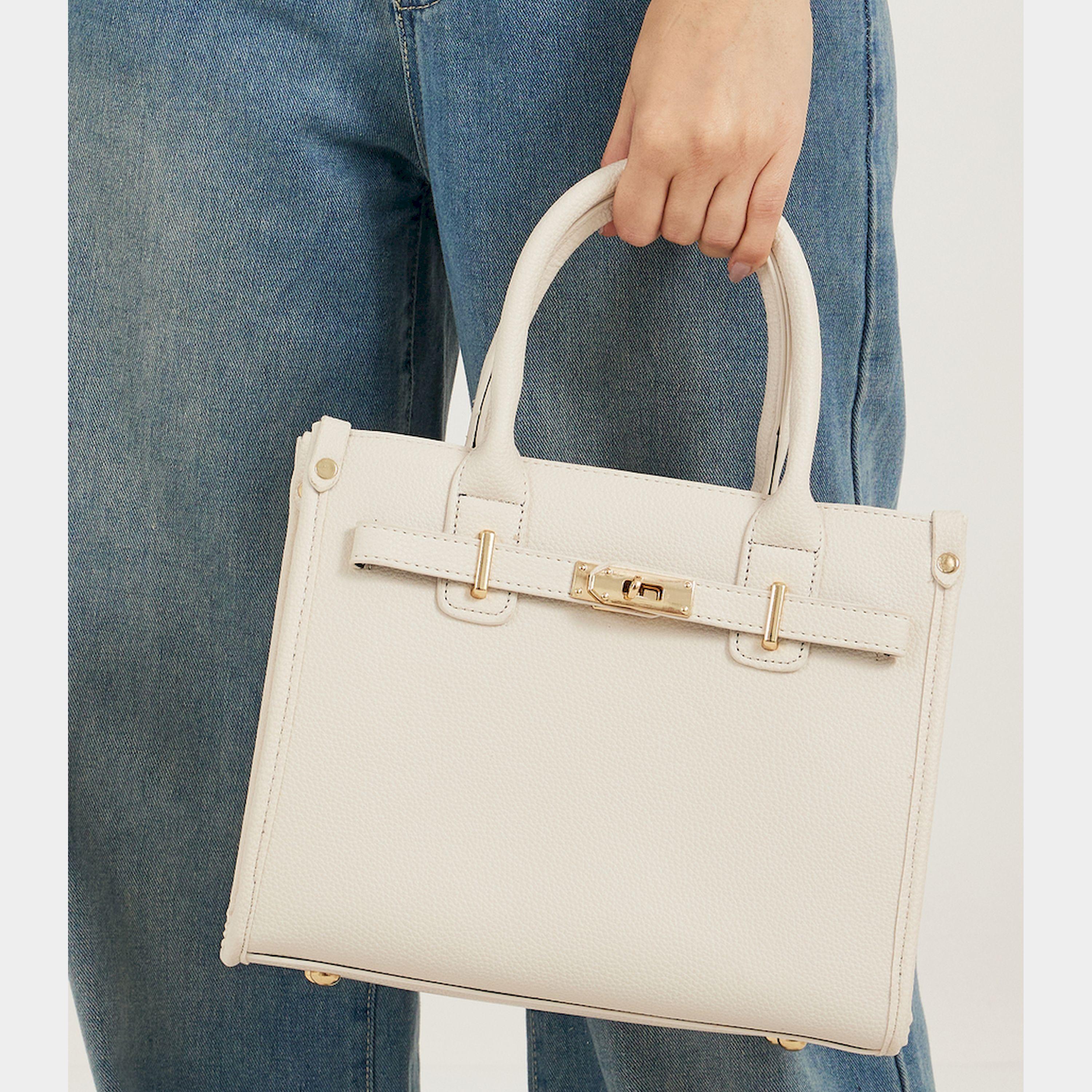 Styli Textured Handbag With Turn-Lock Closure-women-bagsandwallets-handbags-image-3