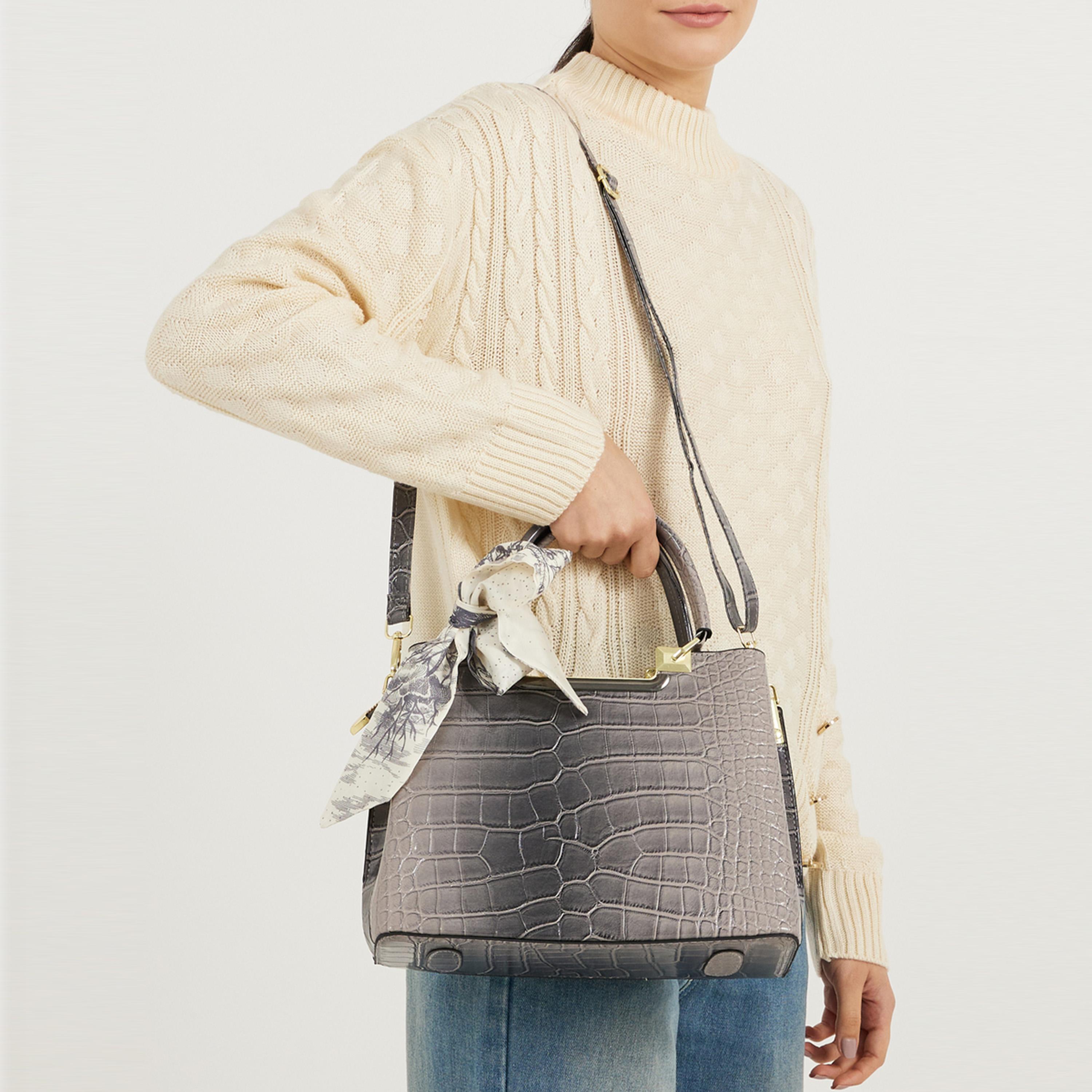 ستايلي - حقيبة يد بنقشة جلد التمساح مع وشاح مطبوع-women-bagsandwallets-handbags-image-2