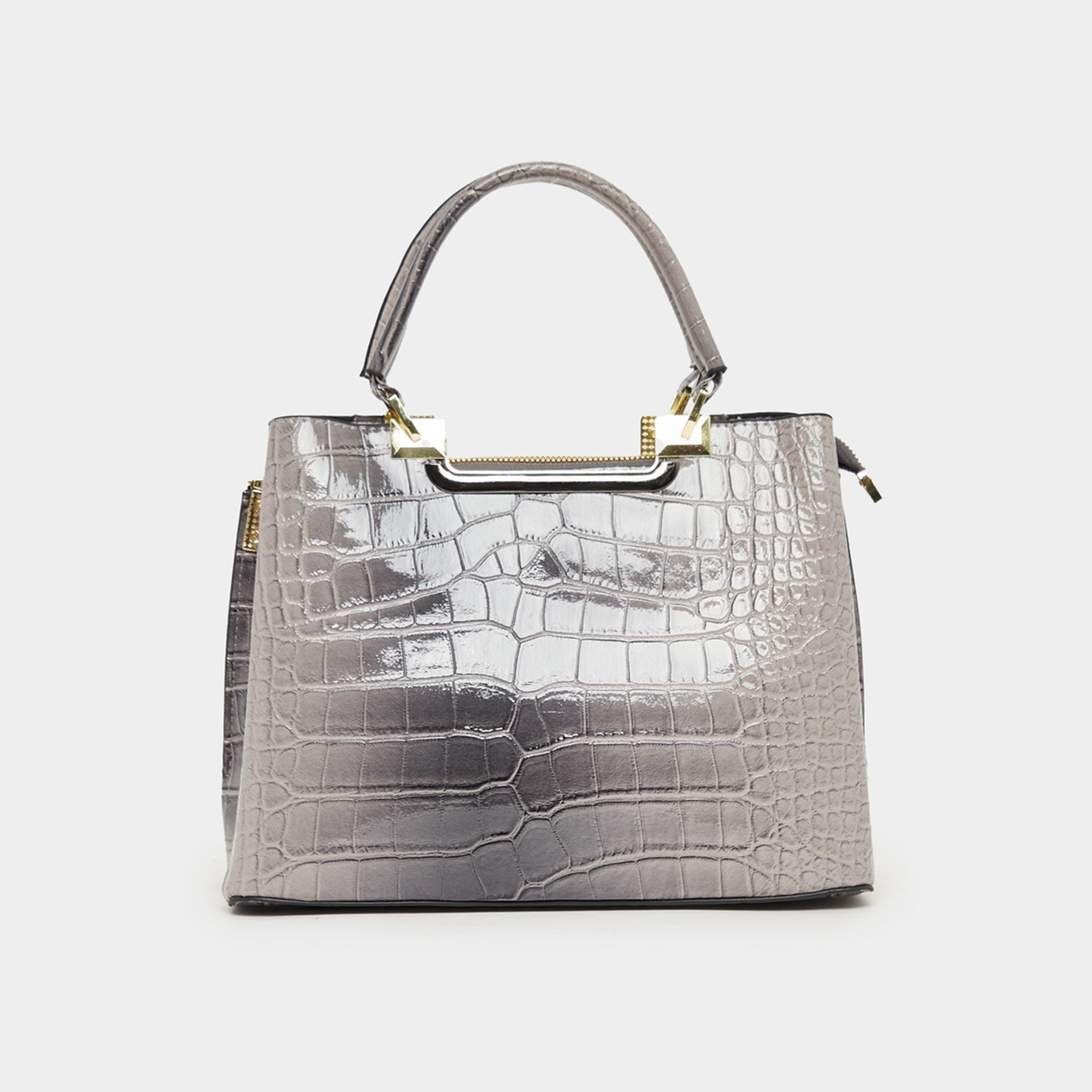 ستايلي - حقيبة يد بنقشة جلد التمساح مع وشاح مطبوع-women-bagsandwallets-handbags-image-4