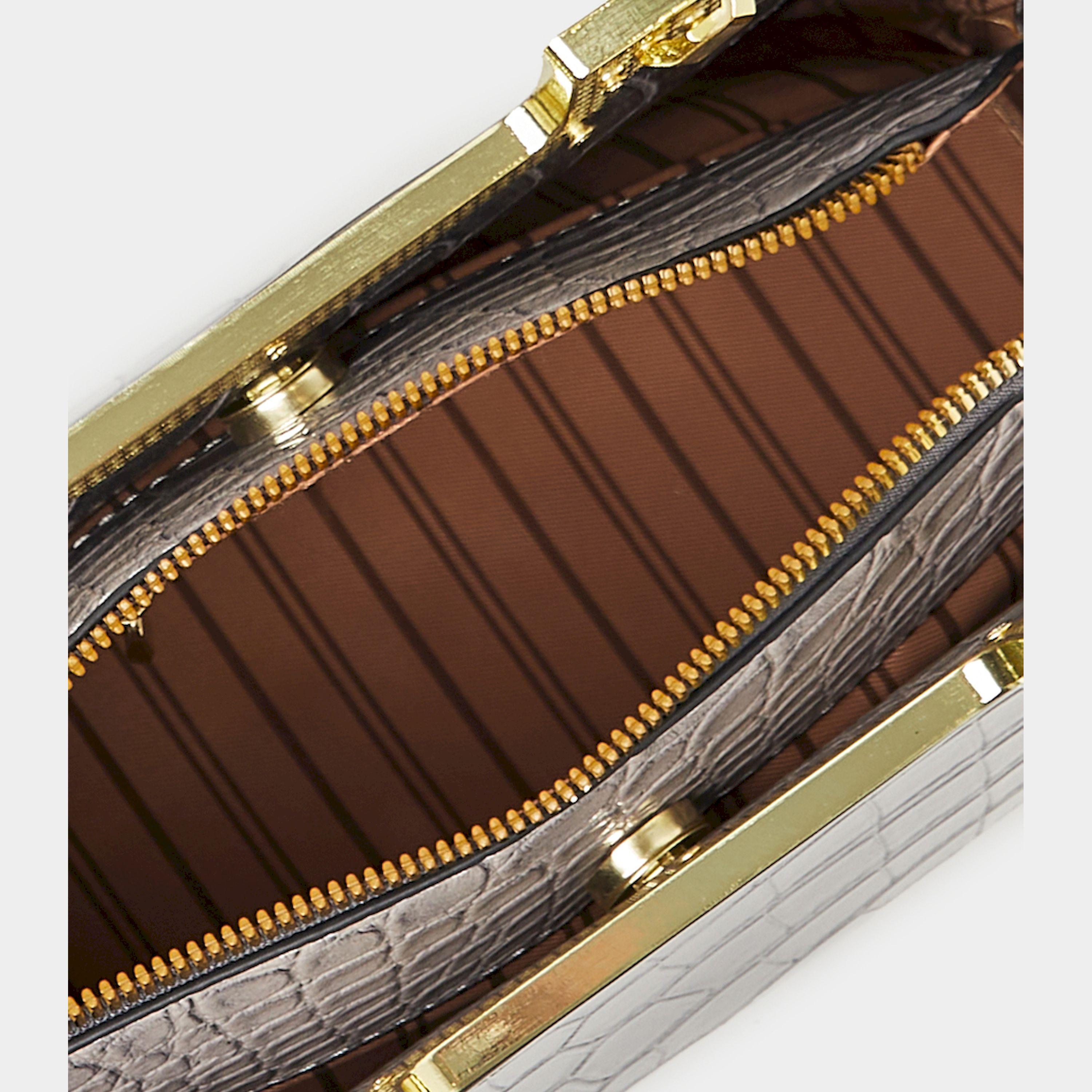 Styli Croc Skin Texture Handbag With Printed Scarf-women-bagsandwallets-handbags-image-6