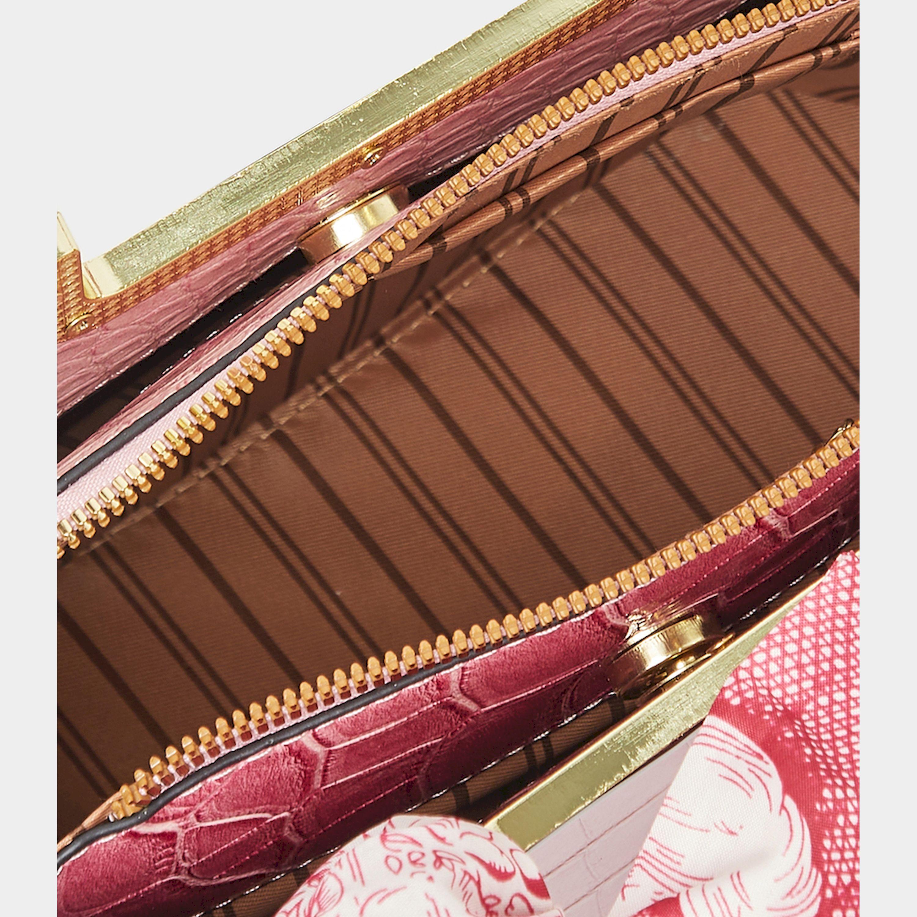 Styli Croc Skin Texture Handbag With Printed Scarf-women-bagsandwallets-handbags-image-6