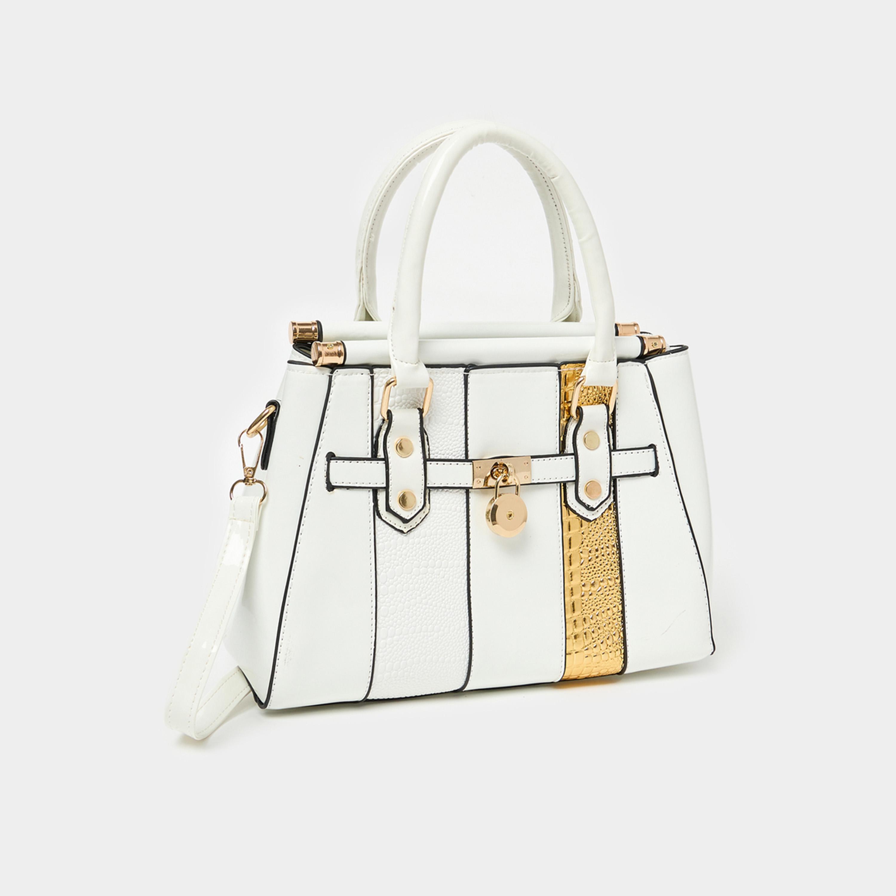 Styli Metallic Croc Skin Texture Handbag With Top Handle-women-bagsandwallets-handbags-image-1