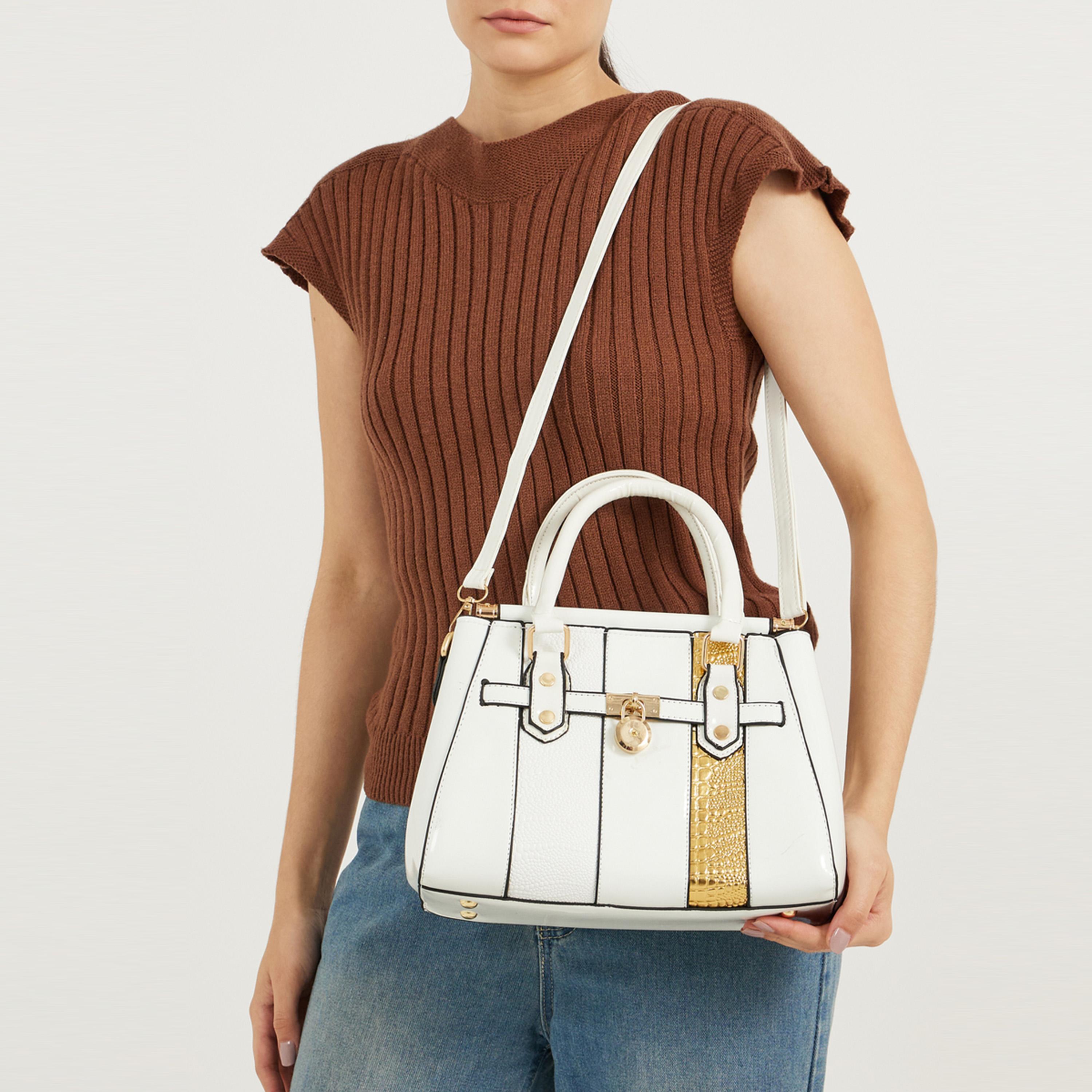 Styli Metallic Croc Skin Texture Handbag With Top Handle-women-bagsandwallets-handbags-image-2