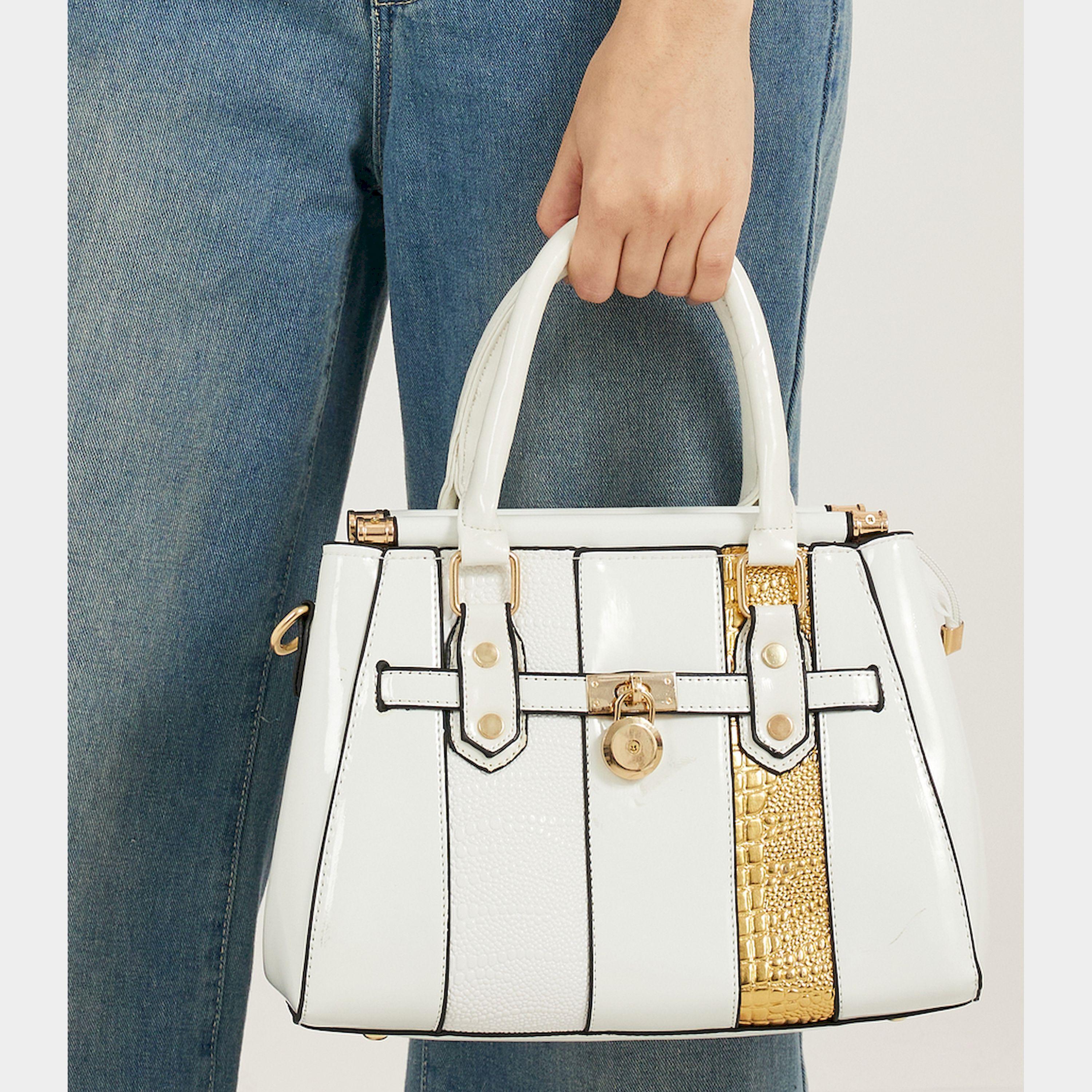 Styli Metallic Croc Skin Texture Handbag With Top Handle-women-bagsandwallets-handbags-image-3