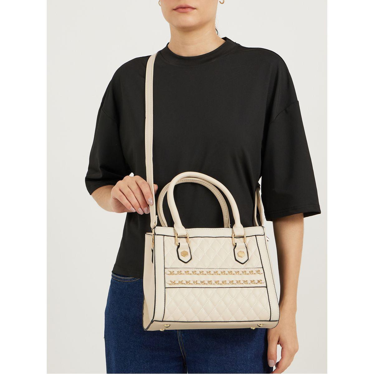 Quilted Handbag with Adjustable Strap and Zip Closure-women-bagsandwallets-handbags-image-2