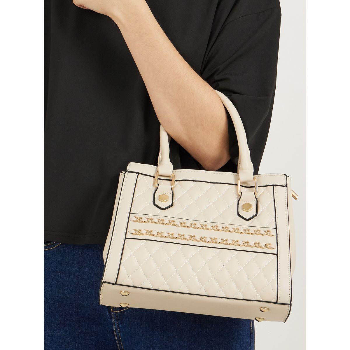 Quilted Handbag with Adjustable Strap and Zip Closure-women-bagsandwallets-handbags-image-3