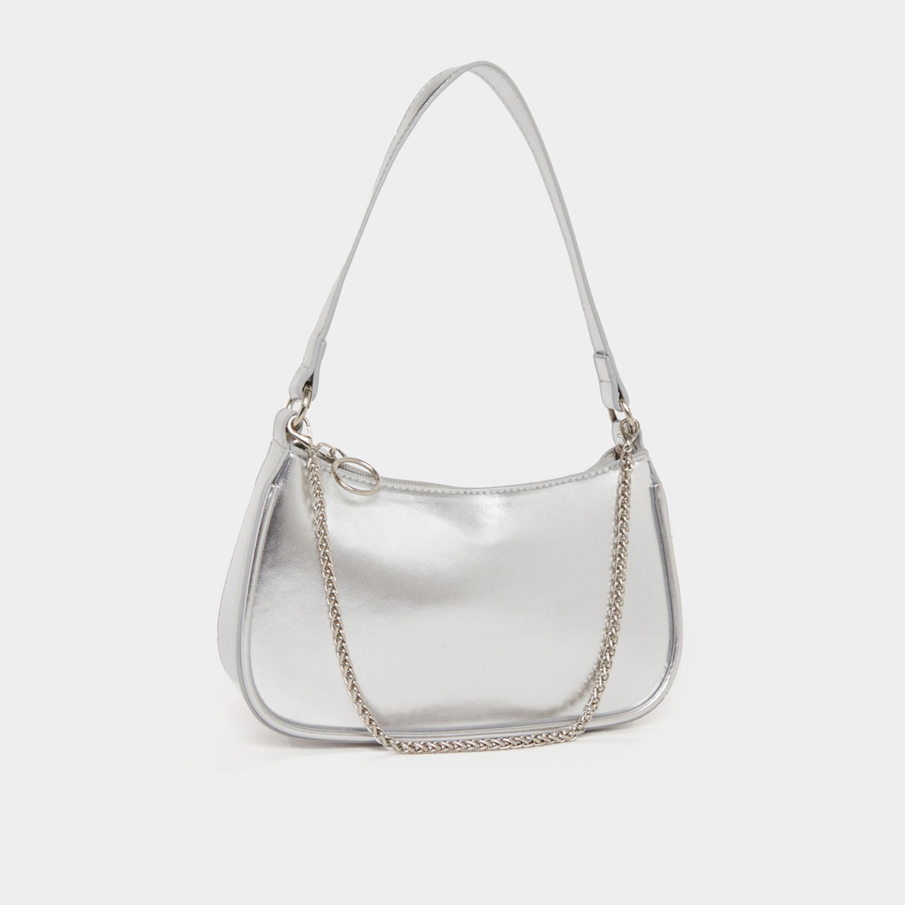 Styli Metallic Chain Shoulder Bag With Zip Closure-women-bagsandwallets-handbags-image-1