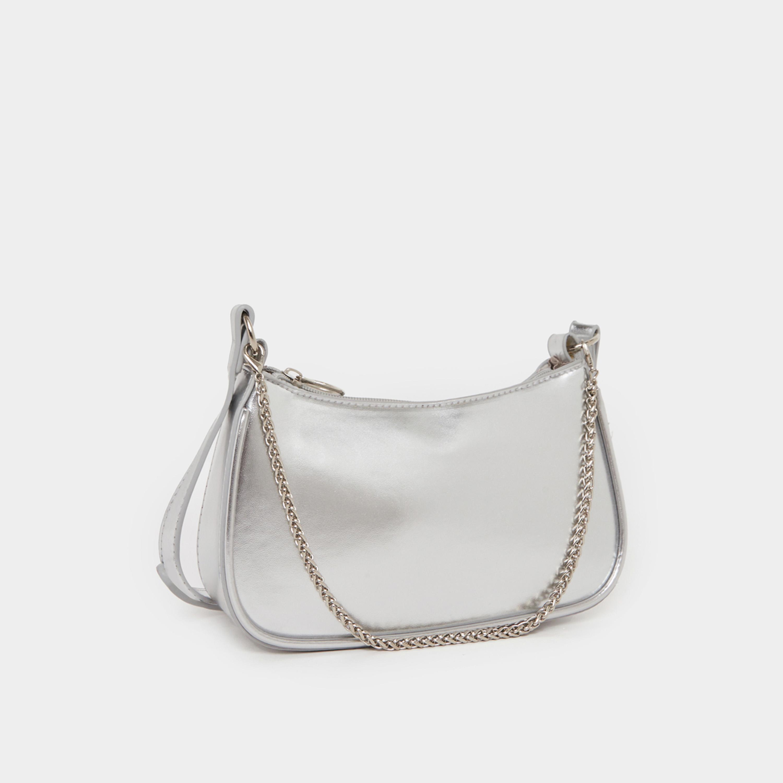 Styli Metallic Chain Shoulder Bag With Zip Closure-women-bagsandwallets-handbags-image-2