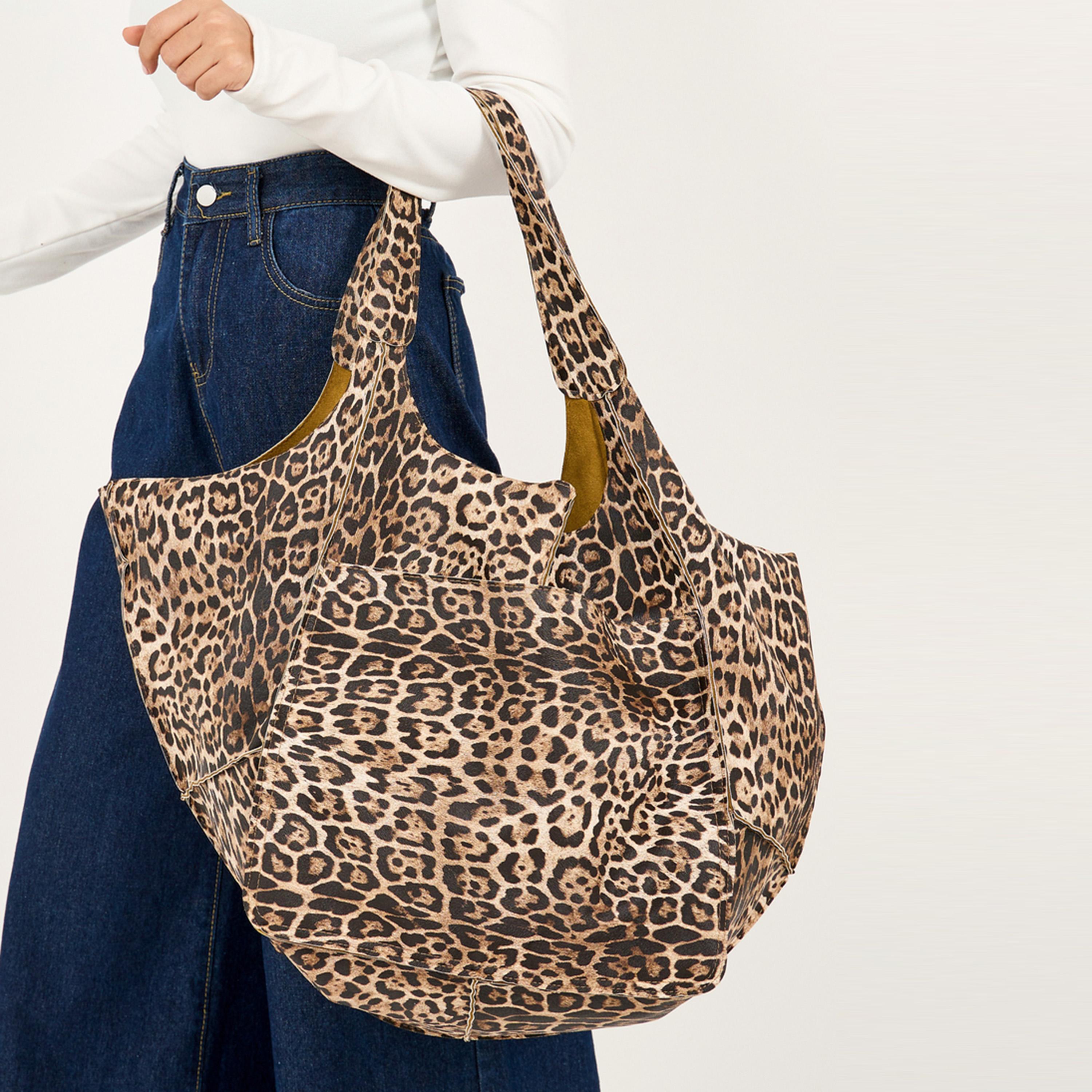 Styli Leopard Print Shoulder Bag With Double Handle-women-bagsandwallets-handbags-image-2