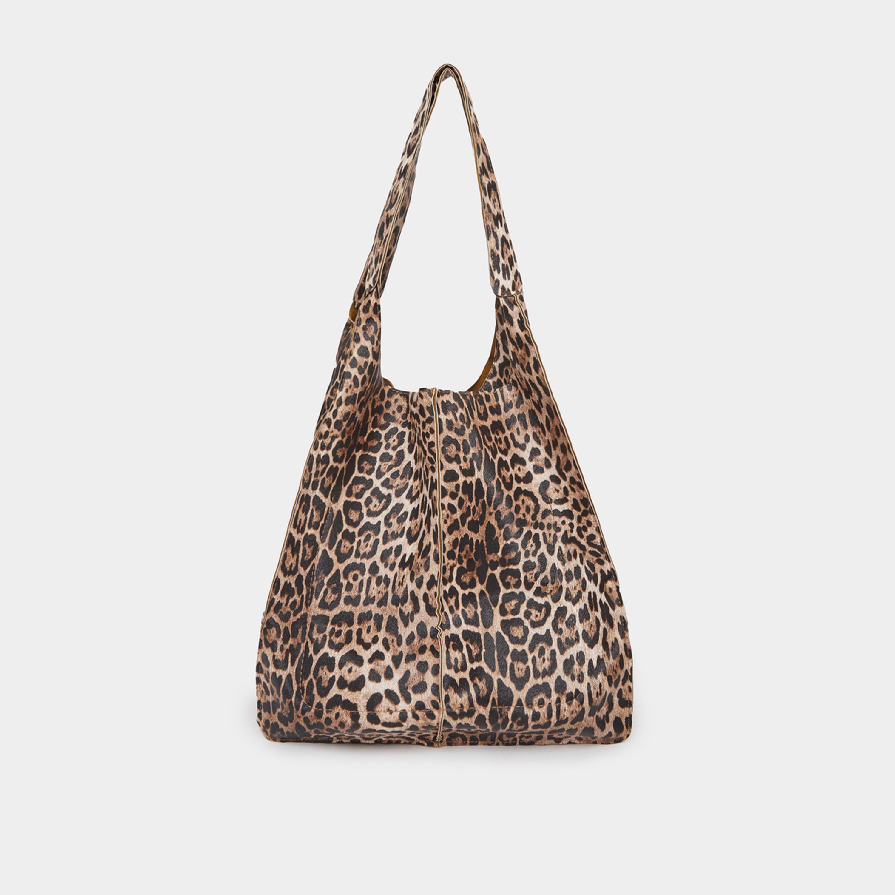 Styli Leopard Print Shoulder Bag With Double Handle-women-bagsandwallets-handbags-image-4