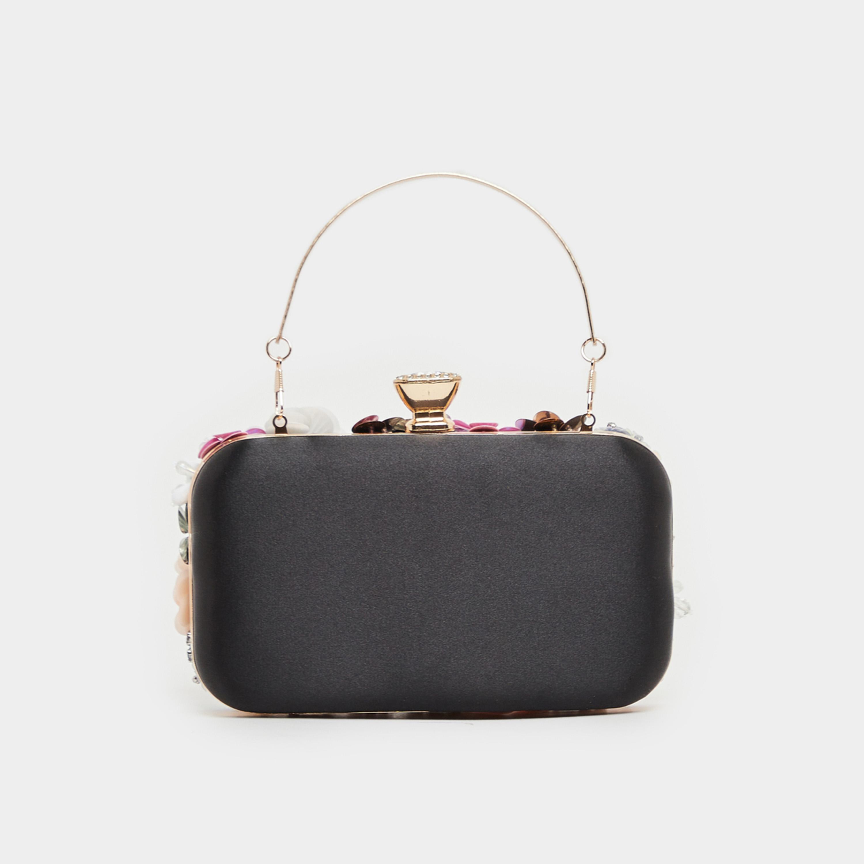 ستايلي - حقيبة كلاتش مزينة بالخرز والأزهار مع حزام سلسلة-women-bagsandwallets-handbags-image-4