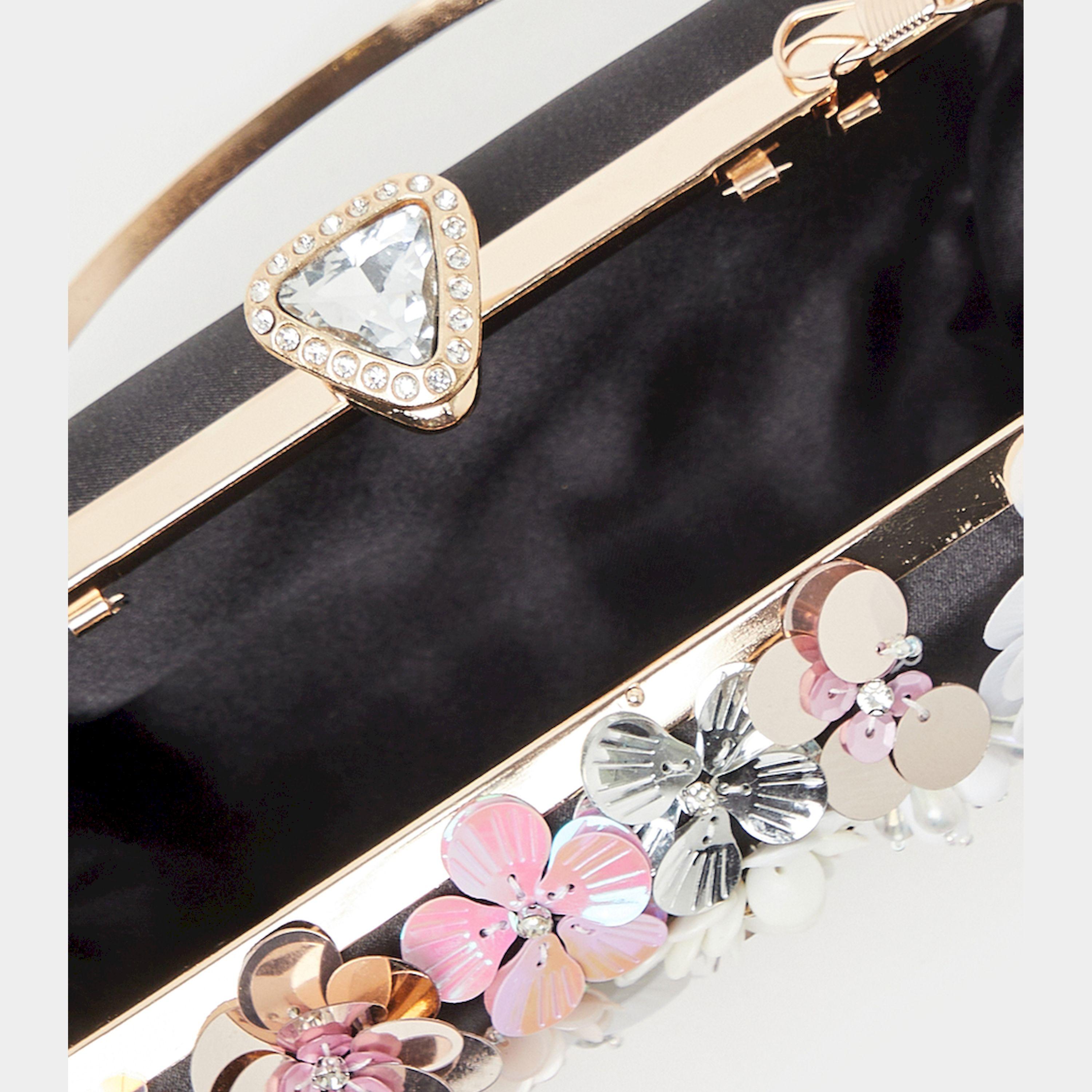 ستايلي - حقيبة كلاتش مزينة بالخرز والأزهار مع حزام سلسلة-women-bagsandwallets-handbags-image-6