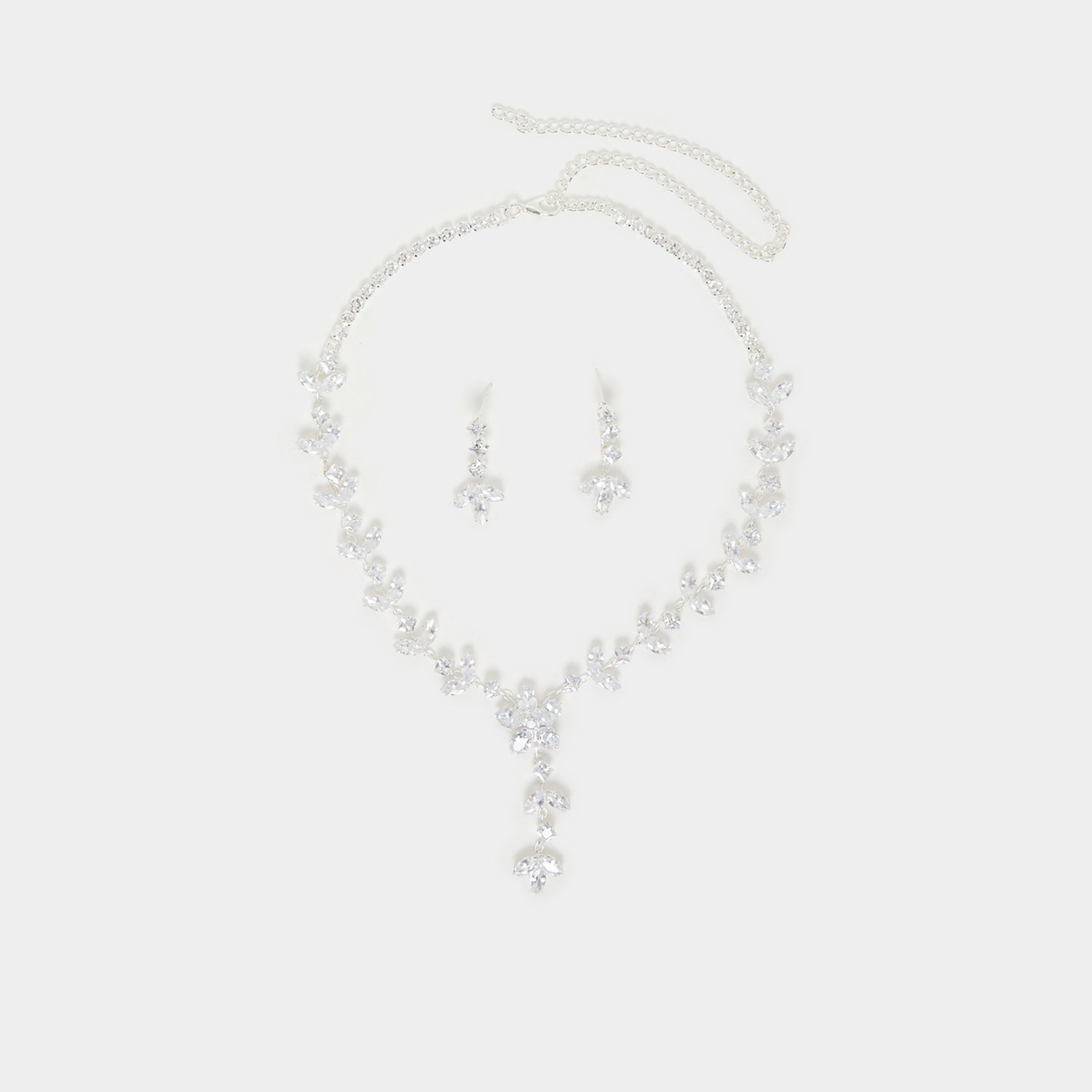 ستايلي - طقم مجوهرات مزين من قلادة وأقراط-women-watchesandjewellery-jewellery-jewellerysets-image-1