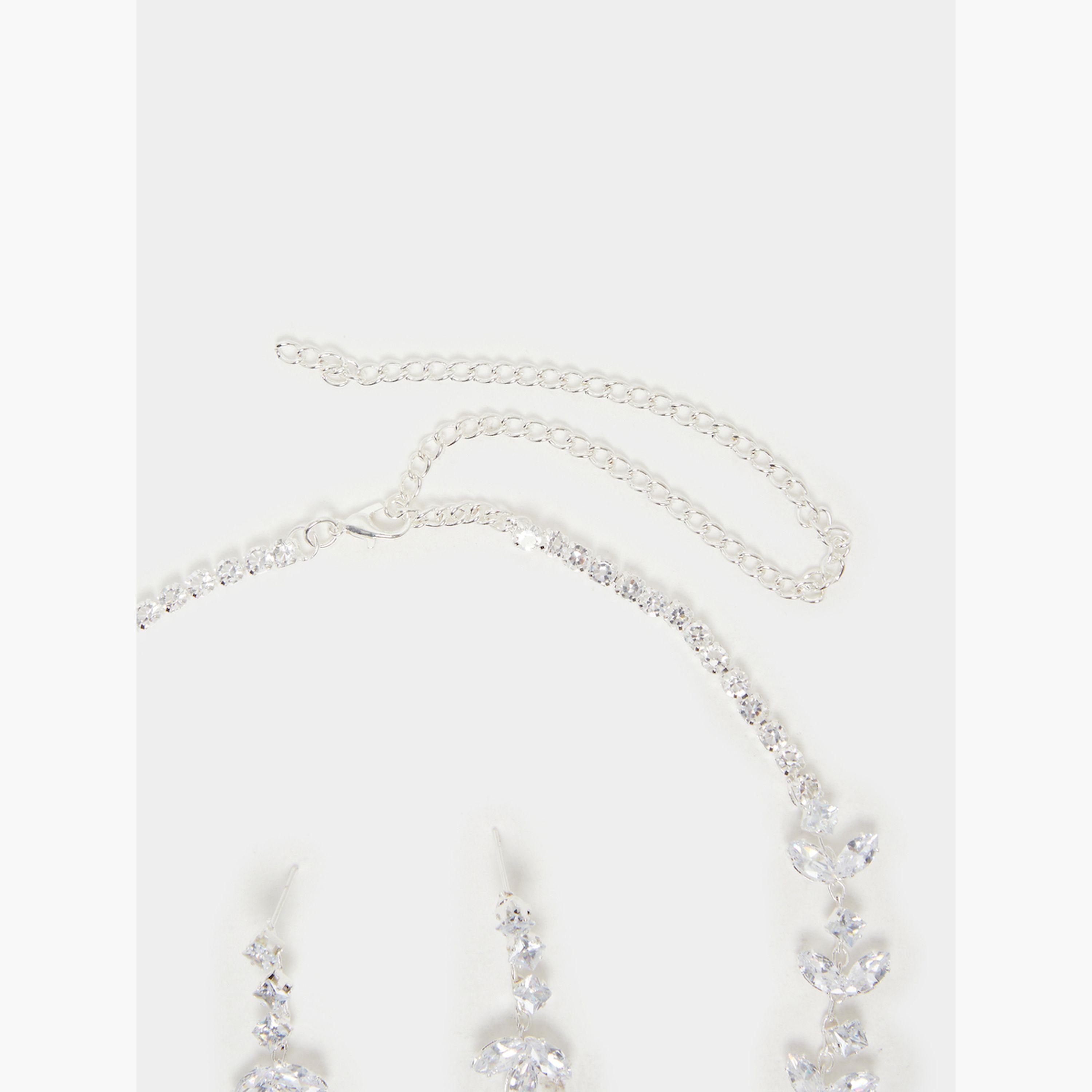 ستايلي - طقم مجوهرات مزين من قلادة وأقراط-women-watchesandjewellery-jewellery-jewellerysets-image-5