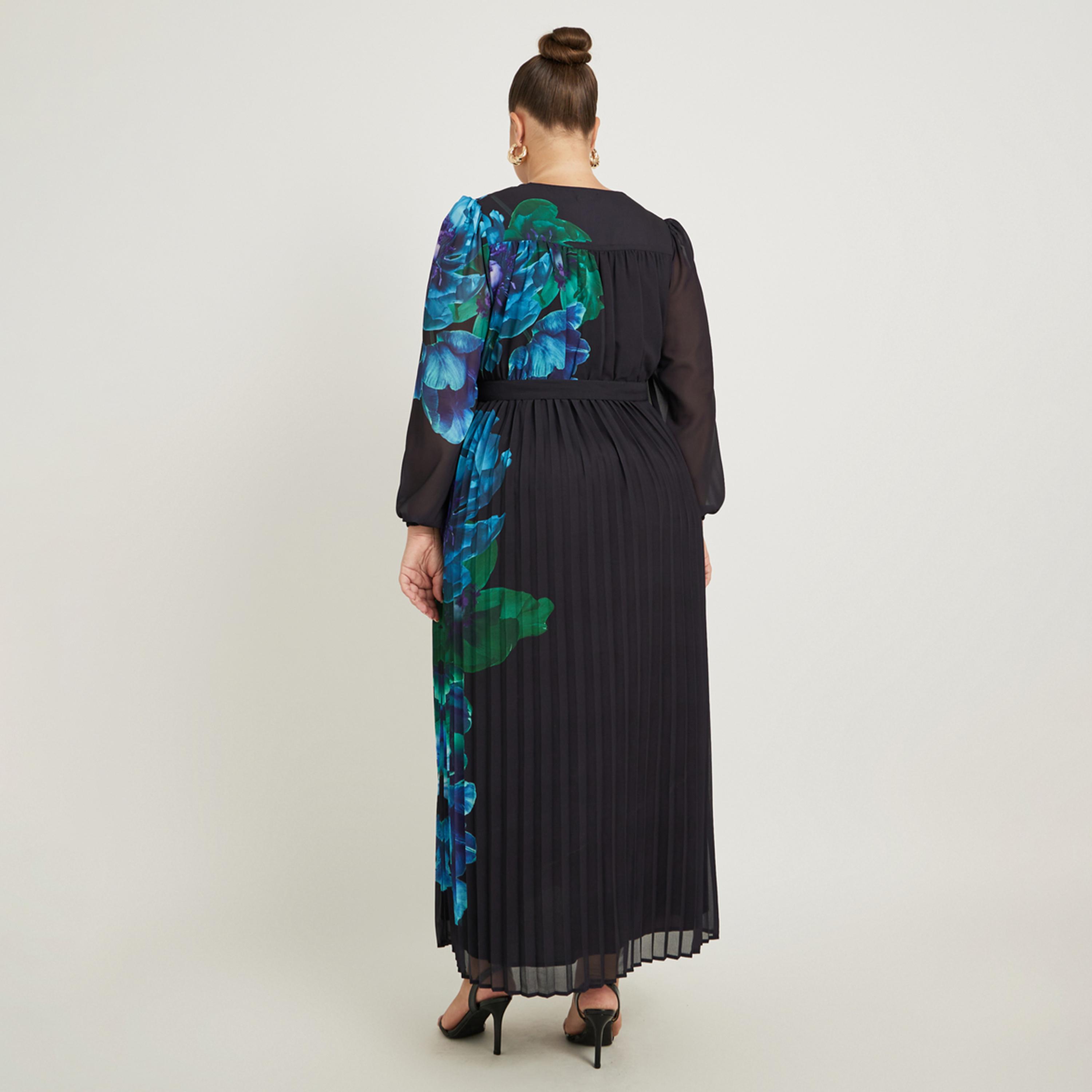 Styli Plus Size Floral Print Pleated A-Line Maxi Dress-women-clothing-dresses-image-5