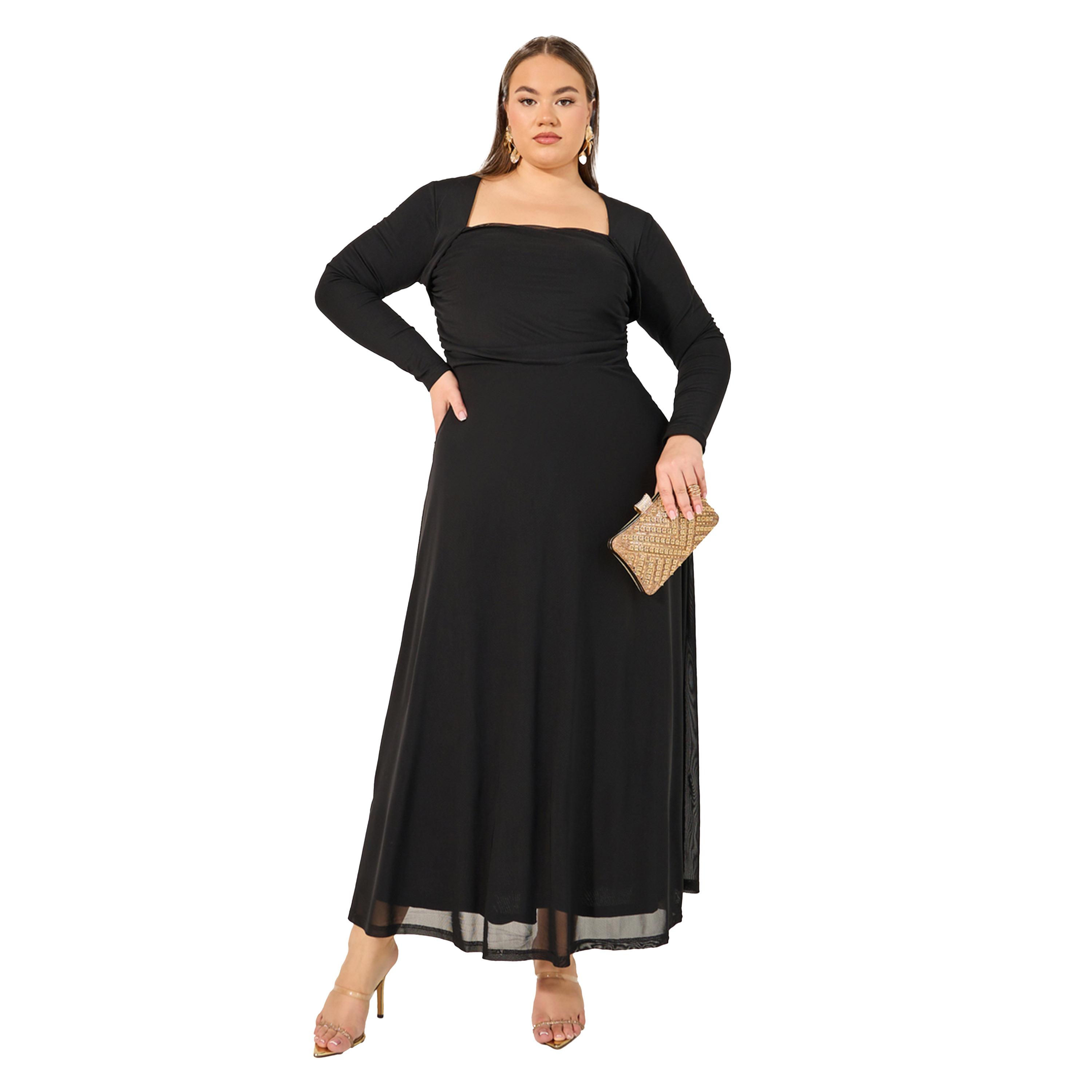 Styli Plus Size Square Neck A-Line Maxi Dress-women-clothing-dresses-image-1
