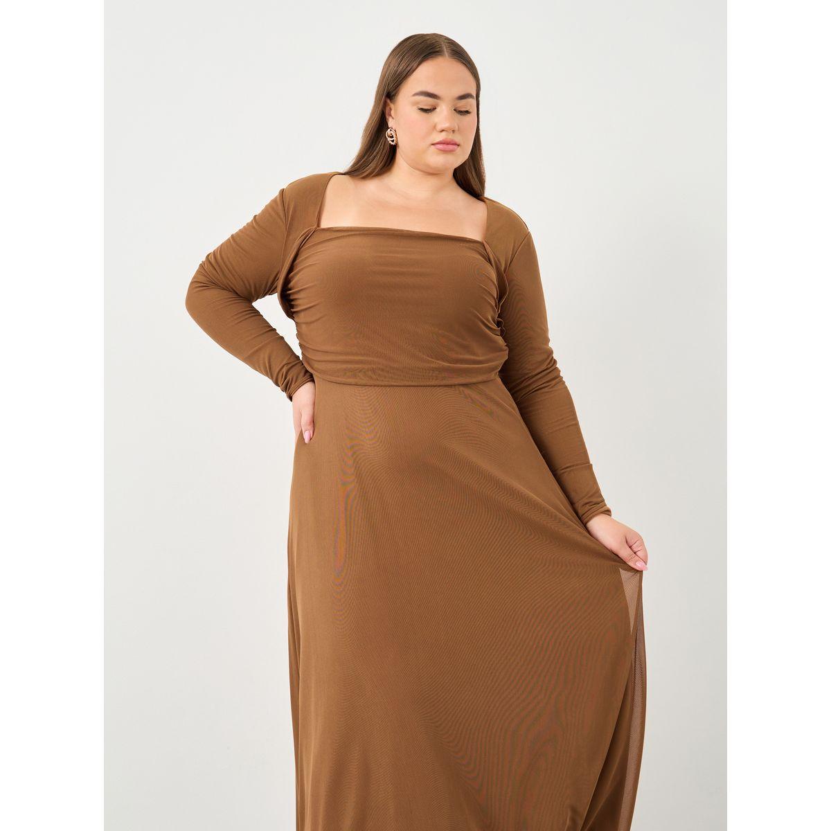 فستان طويل بمقاس كبير مع ياقة مربعة-women-clothing-dresses-image-3