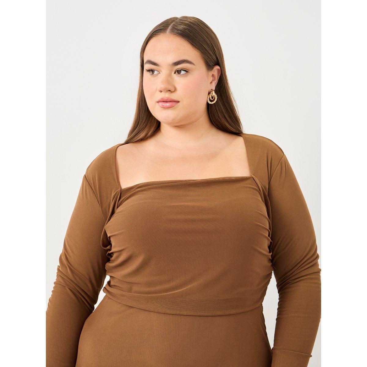 فستان طويل بمقاس كبير مع ياقة مربعة-women-clothing-dresses-image-4