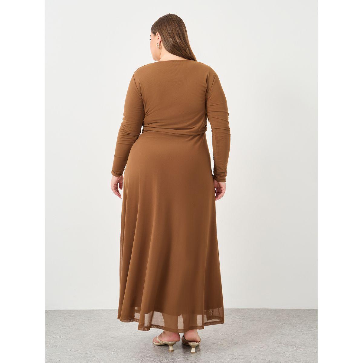 فستان طويل بمقاس كبير مع ياقة مربعة-women-clothing-dresses-image-5