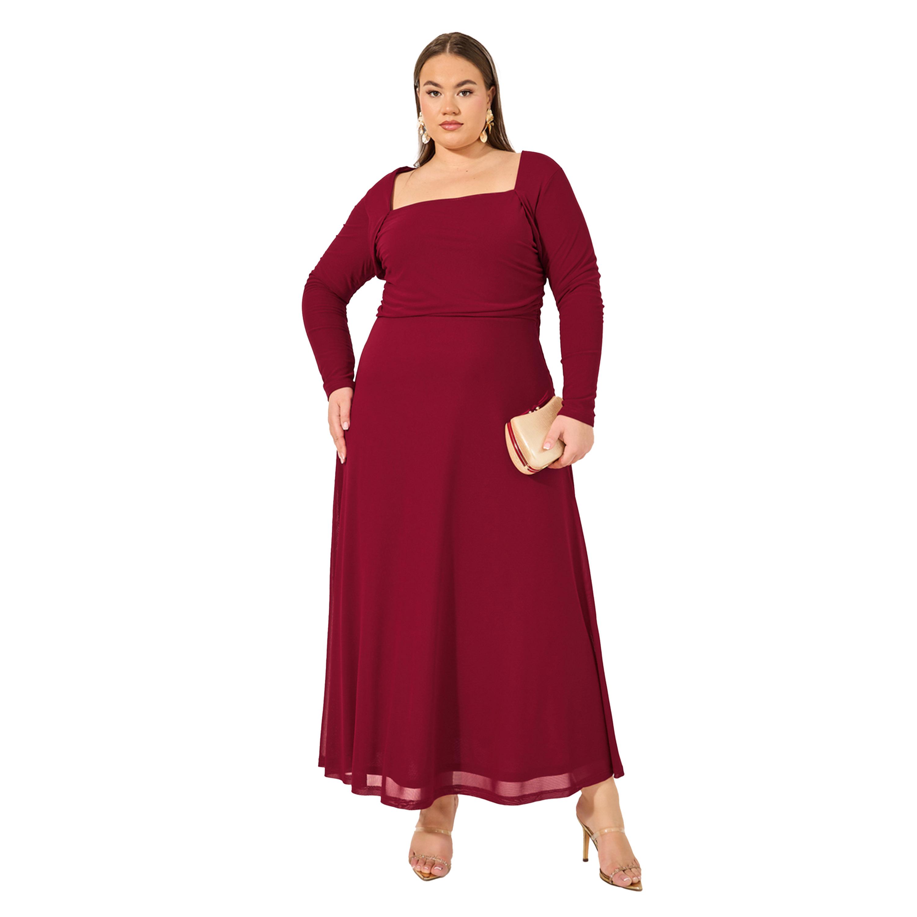 Styli Plus Size Square Neck A-Line Maxi Dress-women-clothing-dresses-image-1