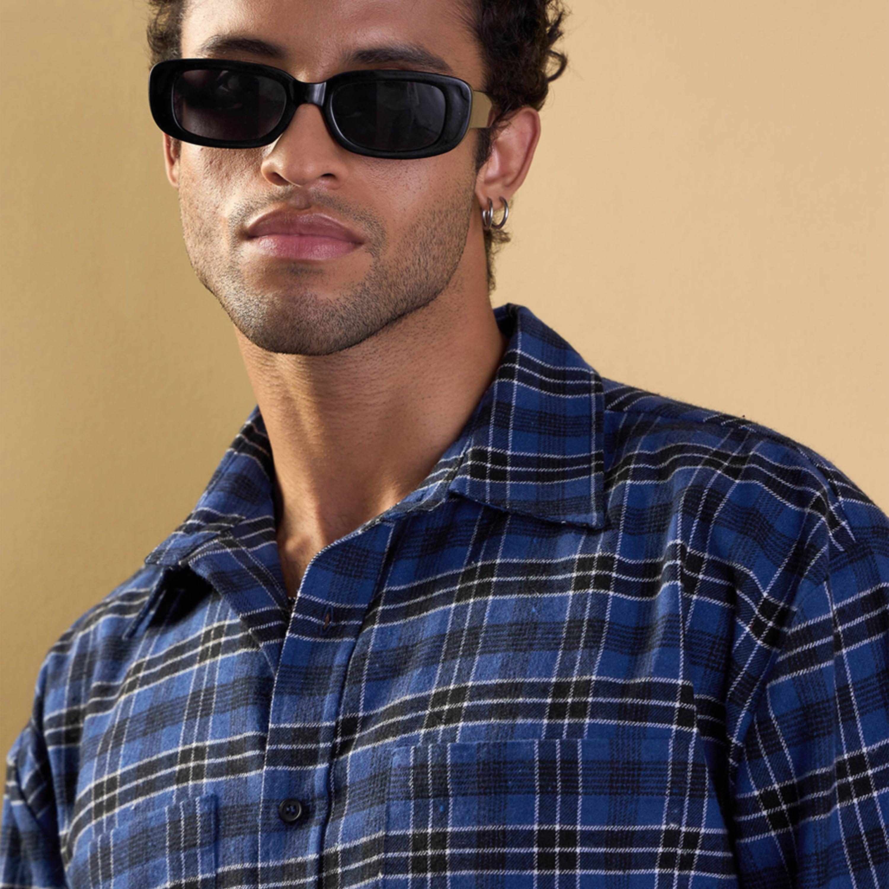 ماسكلن ساسافراس × ستايلي - قميص كبير الحجم بجيوب خارجية - أزرق وأسود-men-clothing-shirts-image-4