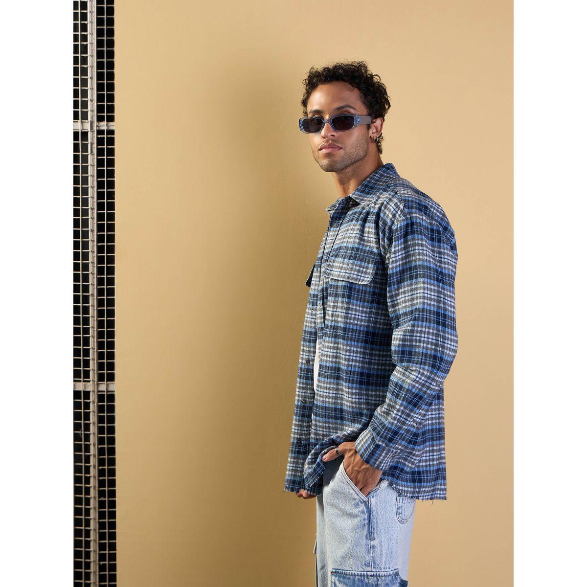 Mascln Sassafras X Styli  Checked Oversized Shirt with Flap Pocket Detail-men-clothing-shirts-image-3