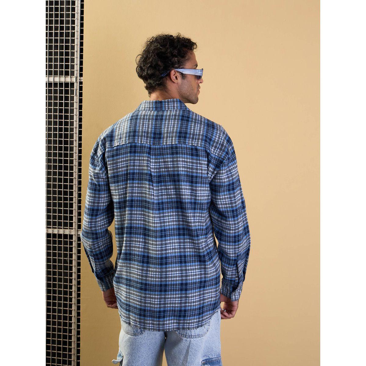 Mascln Sassafras X Styli  Checked Oversized Shirt with Flap Pocket Detail-men-clothing-shirts-image-5