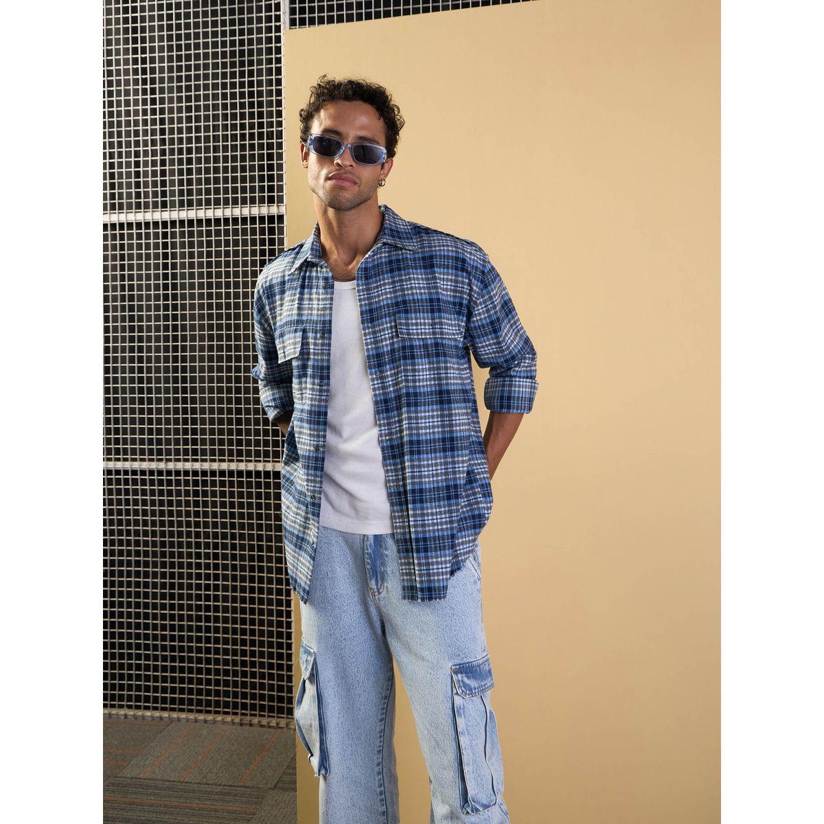 Mascln Sassafras X Styli  Checked Oversized Shirt with Flap Pocket Detail-men-clothing-shirts-image-6