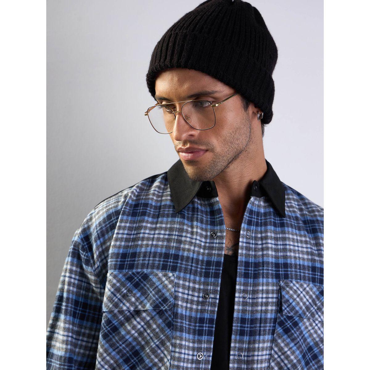 Mascln Sassafras X Styli  Elbow Patch Oversized Checked Shirt with Pockets Detail-men-clothing-shirts-image-4