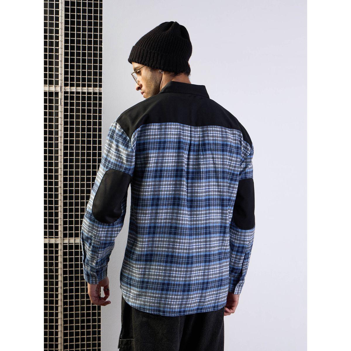 قميص فضفاض بطبعة مربعات وتفاصيل جيوب ماسكلن ساسافراس × ستايلي-men-clothing-shirts-image-5