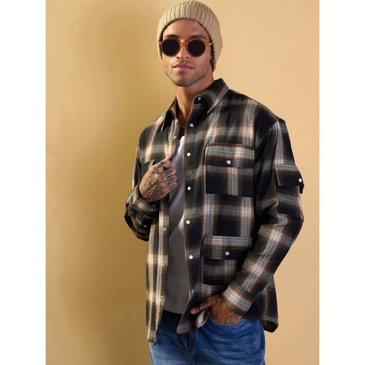 Mascln Sassafras X Styli  Checked Oversized Shirt with Utility Pocket Detail-men-clothing-shirts-image-1