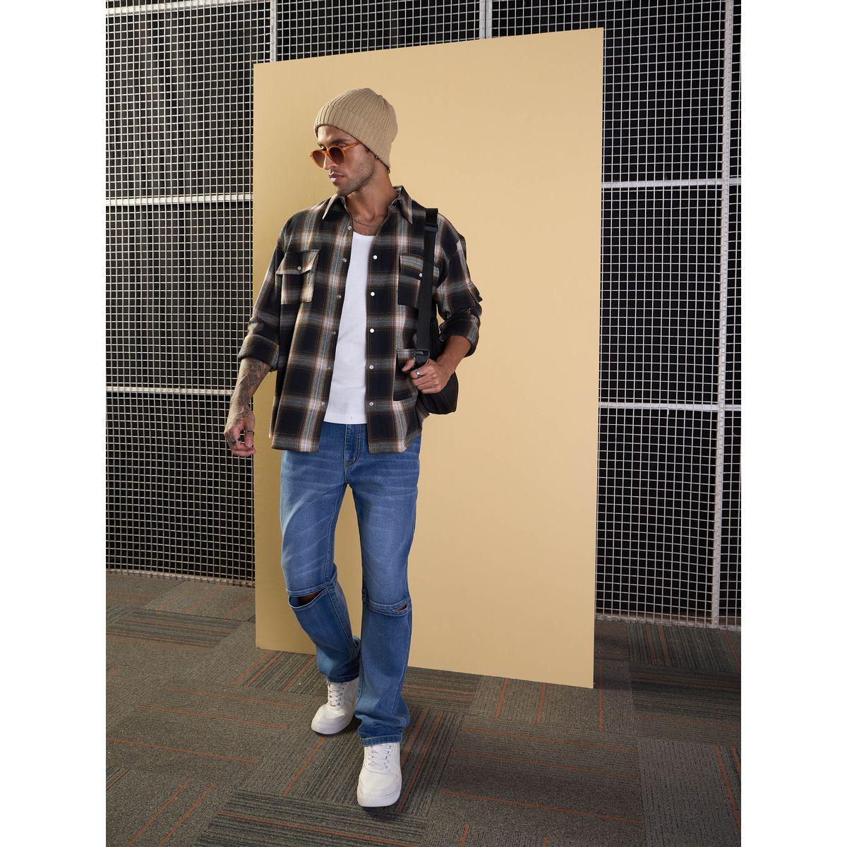 Mascln Sassafras X Styli  Checked Oversized Shirt with Utility Pocket Detail-men-clothing-shirts-image-2