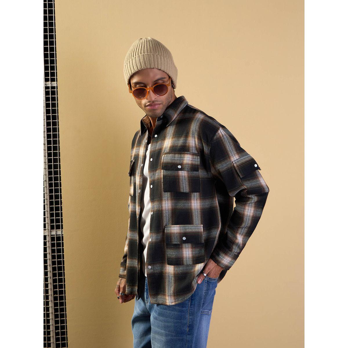 Mascln Sassafras X Styli  Checked Oversized Shirt with Utility Pocket Detail-men-clothing-shirts-image-3