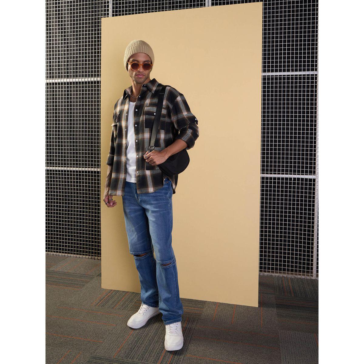 Mascln Sassafras X Styli  Checked Oversized Shirt with Utility Pocket Detail-men-clothing-shirts-image-6