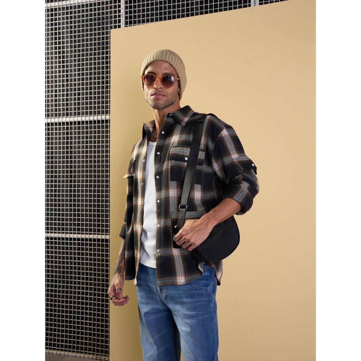 Mascln Sassafras X Styli  Checked Oversized Shirt with Utility Pocket Detail-men-clothing-shirts-image-8