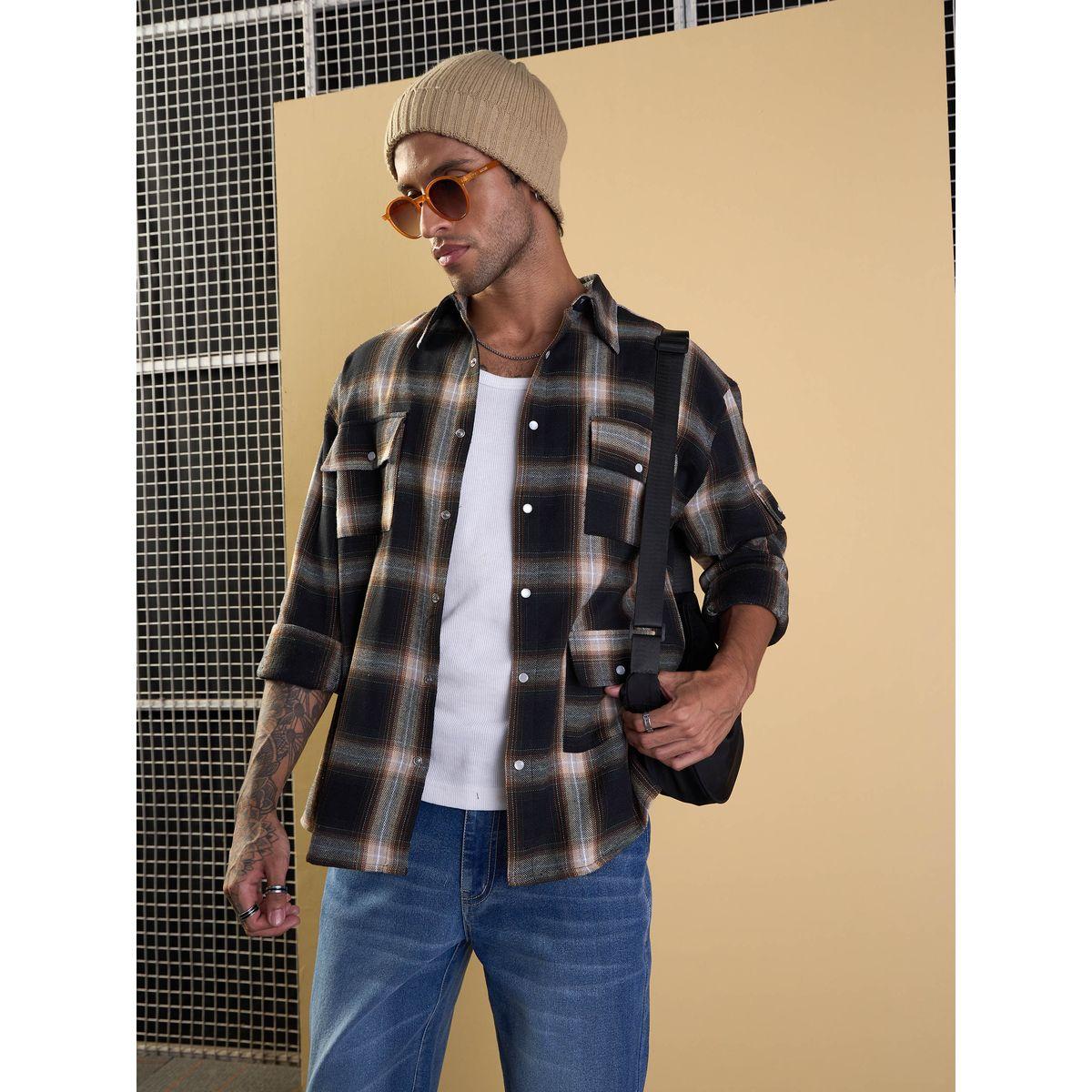 Mascln Sassafras X Styli  Checked Oversized Shirt with Utility Pocket Detail-men-clothing-shirts-image-9