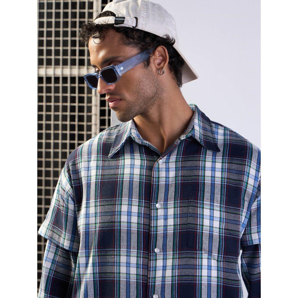Mascln Sassafras X Styli  Checked Oversized Shirt with Flap Pocket Detail-men-clothing-shirts-image-4