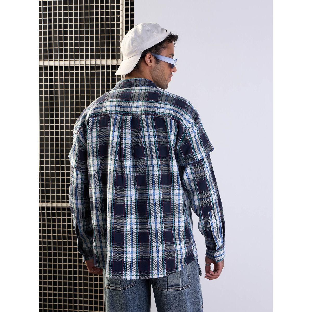 Mascln Sassafras X Styli  Checked Oversized Shirt with Flap Pocket Detail-men-clothing-shirts-image-5