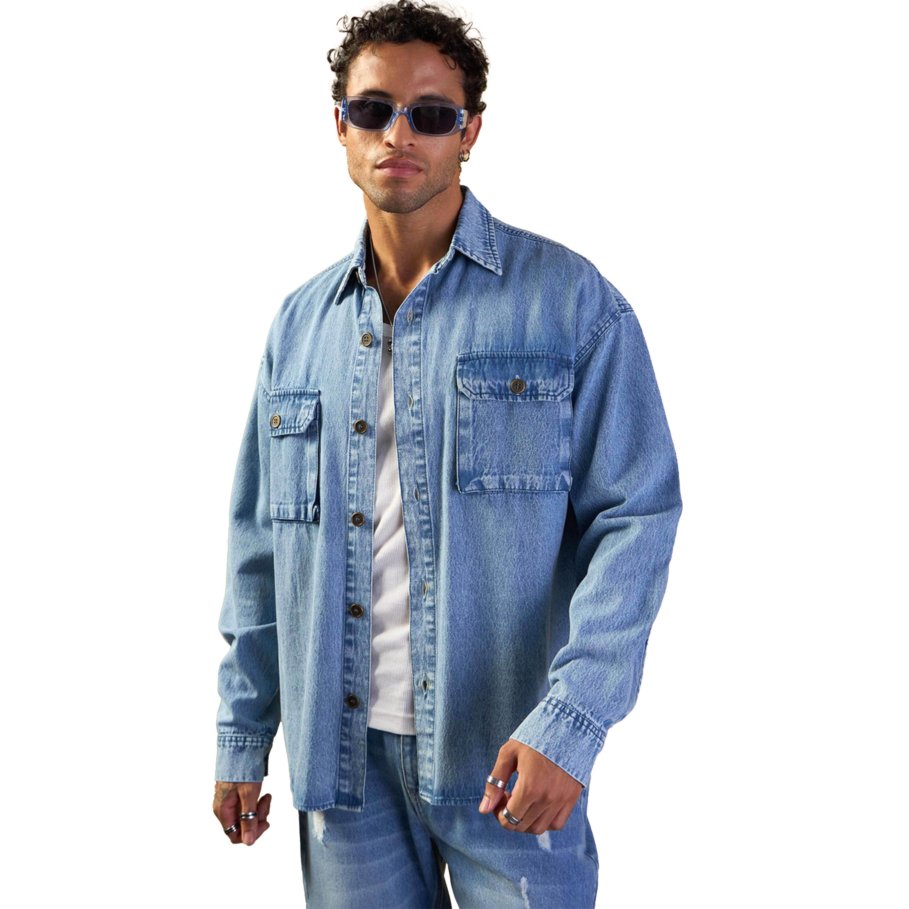 Mascln Sassafras X Styli Washed Denim Oversized Shacket-men-clothing-shirts-image-1
